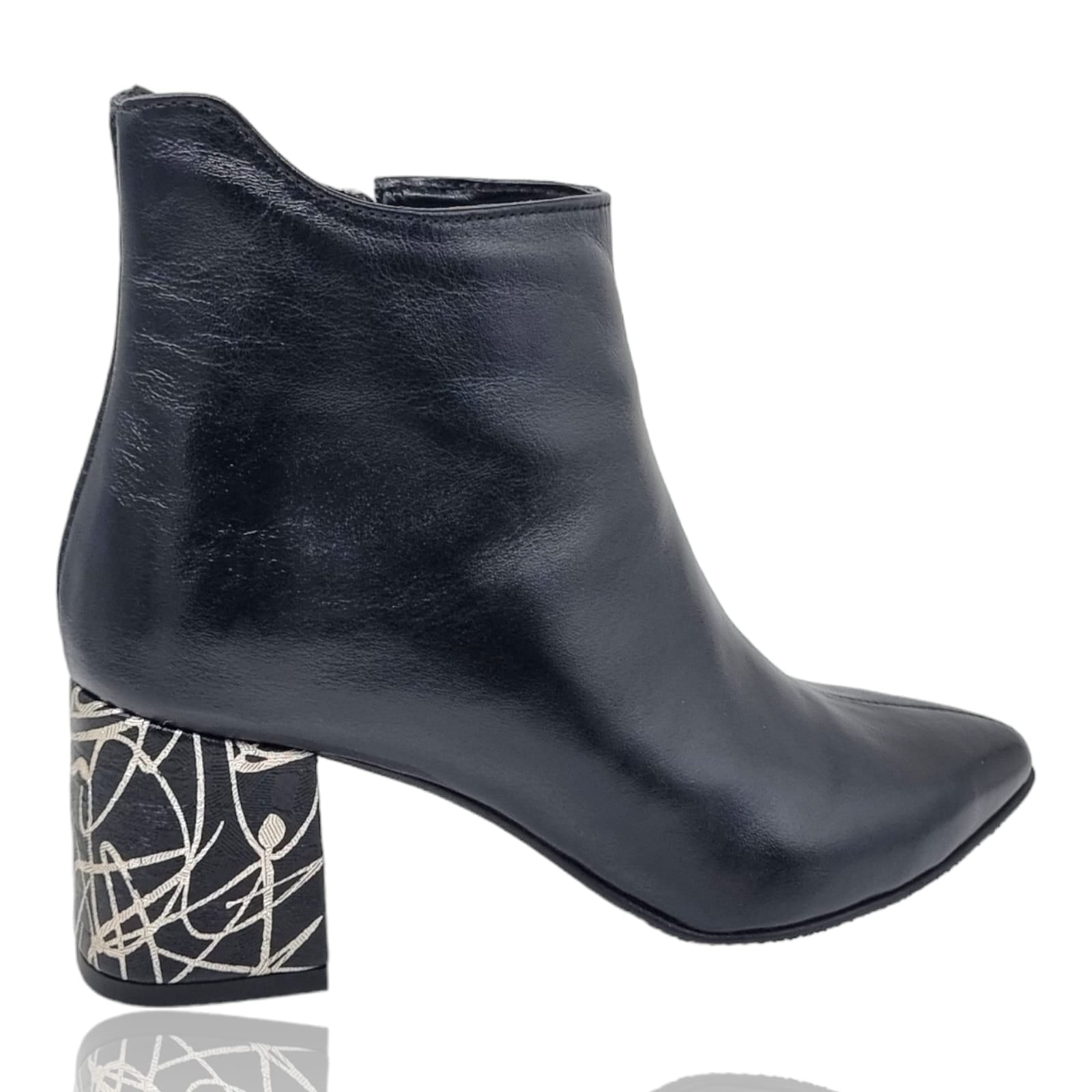 Ghete Damă Elegante Din Piele Naturală Negru Linii Au 40211