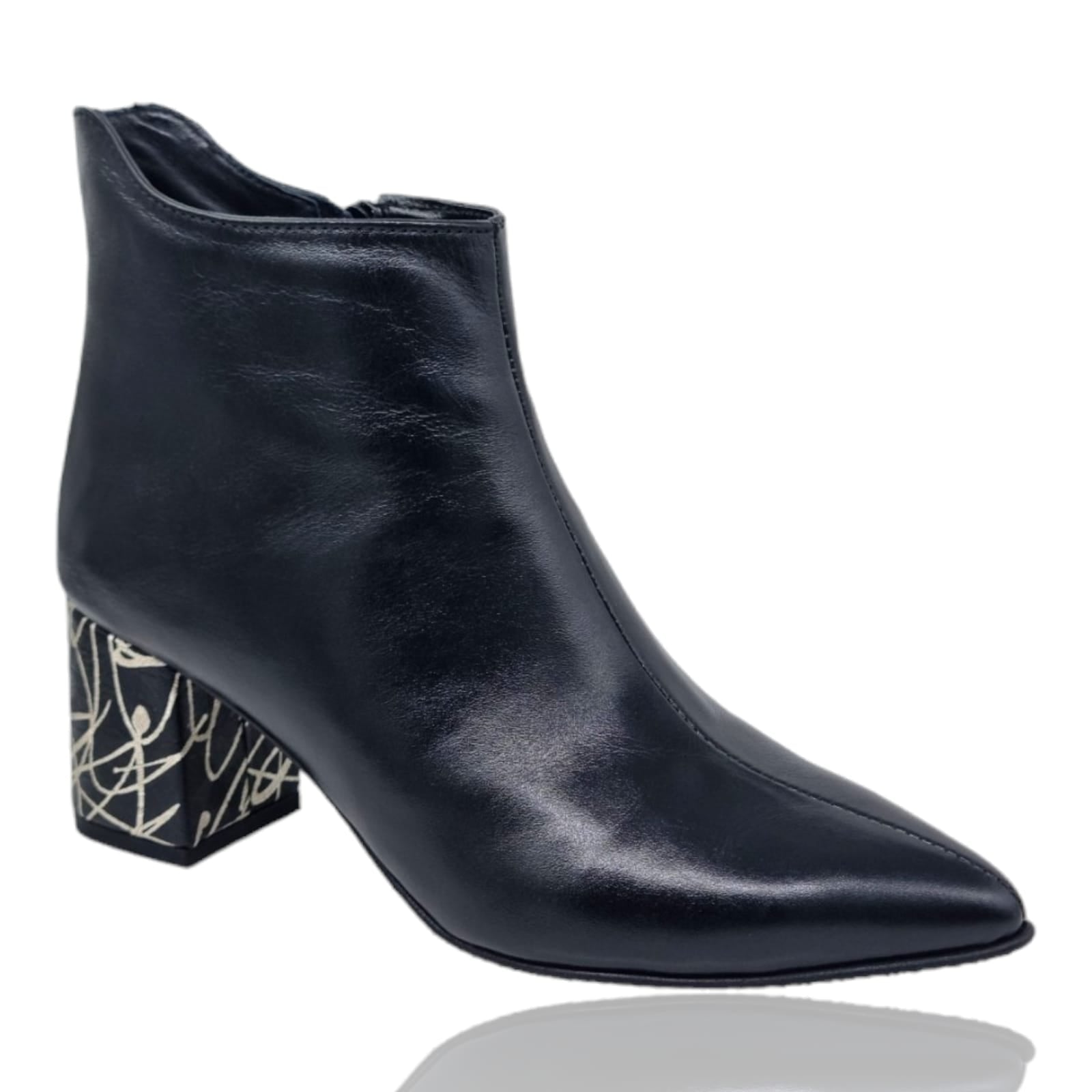 Ghete Damă Elegante Din Piele Naturală Negru Linii Au 40211
