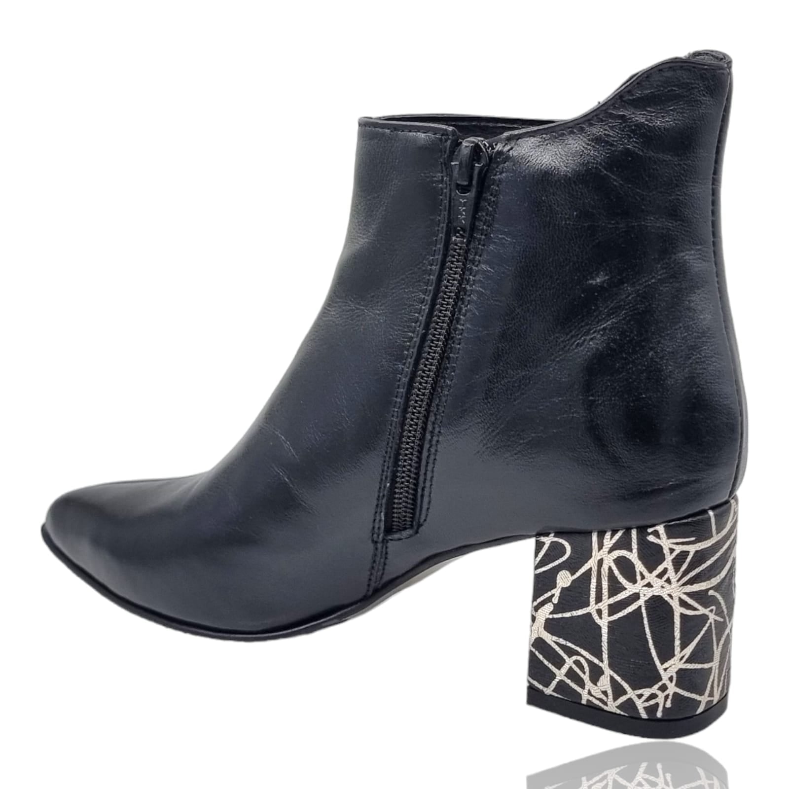 Ghete Damă Elegante Din Piele Naturală Negru Linii Au 40211