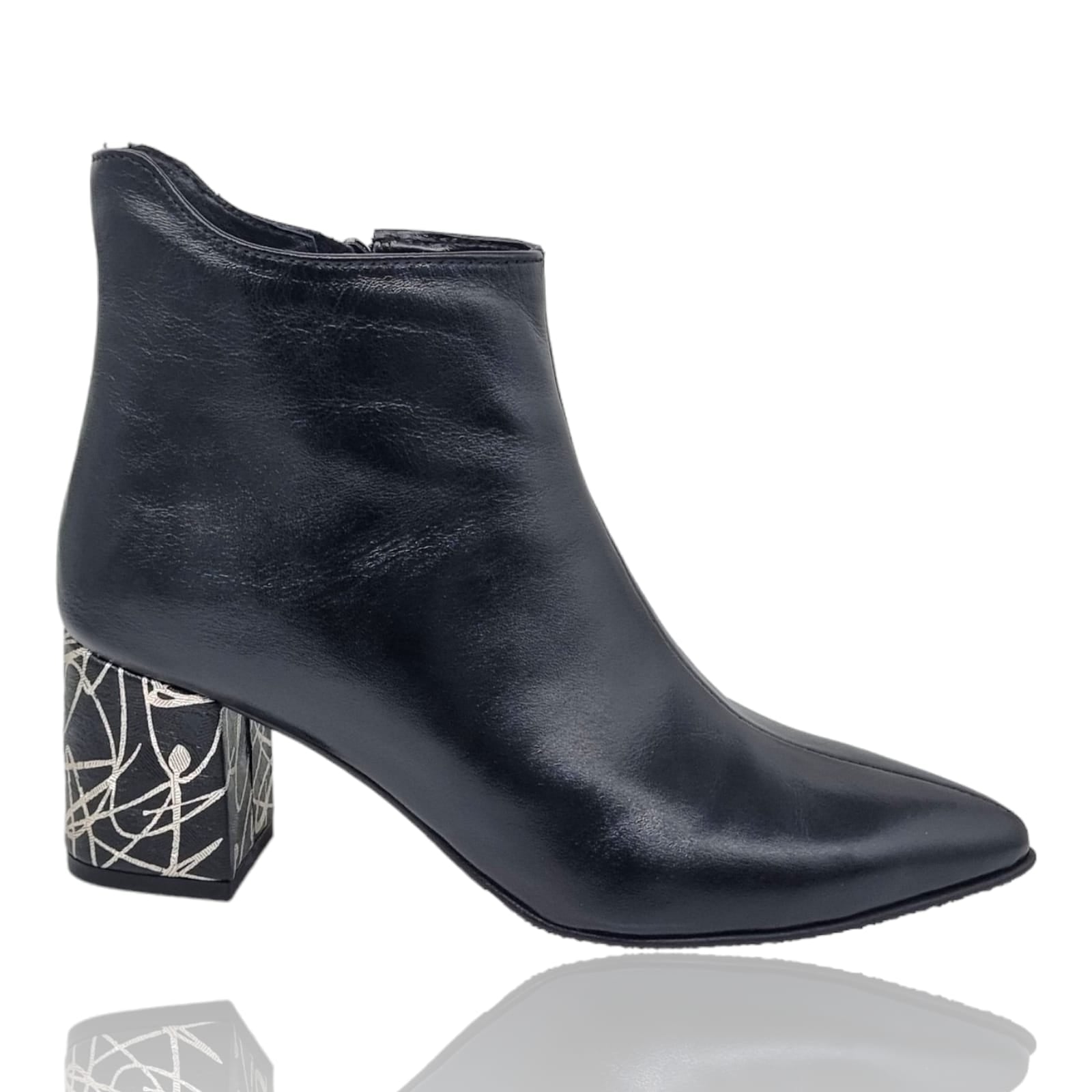 Ghete Damă Elegante Din Piele Naturală Negru Linii Au 40211