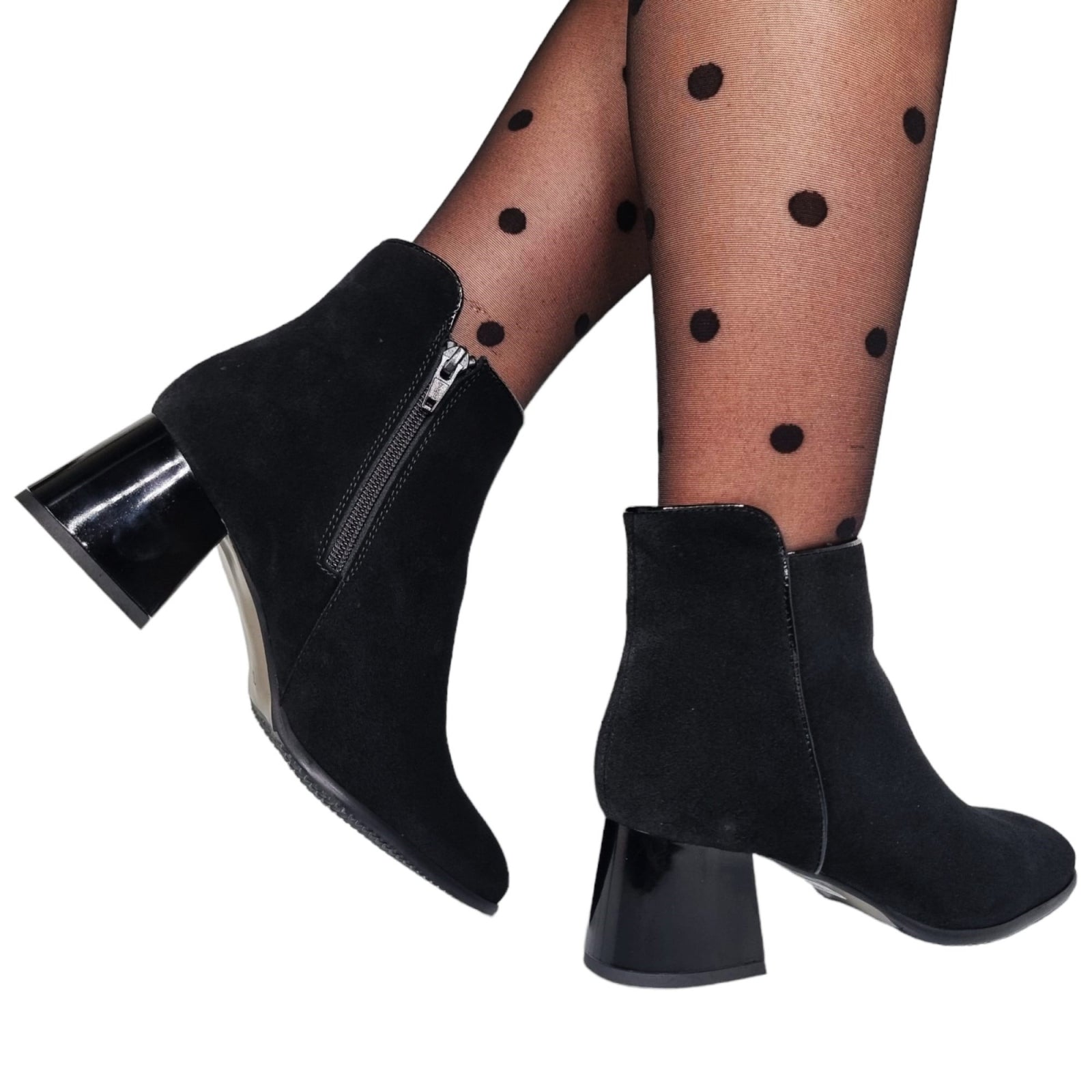Ghete Damă Elegante Din Piele Naturală Negru Vel 40155