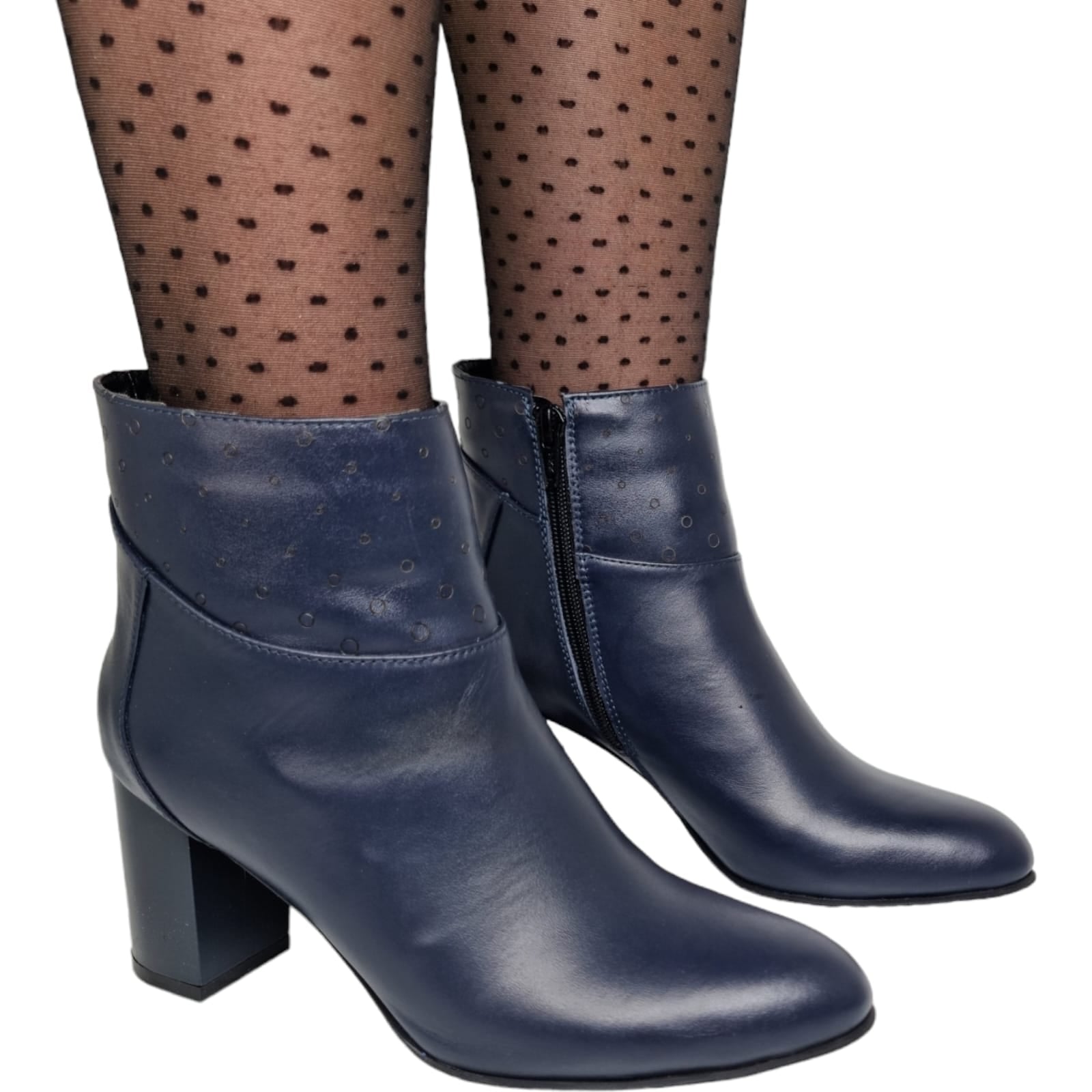 Ghete Damă Elegante Din Piele Naturală Blue 40162