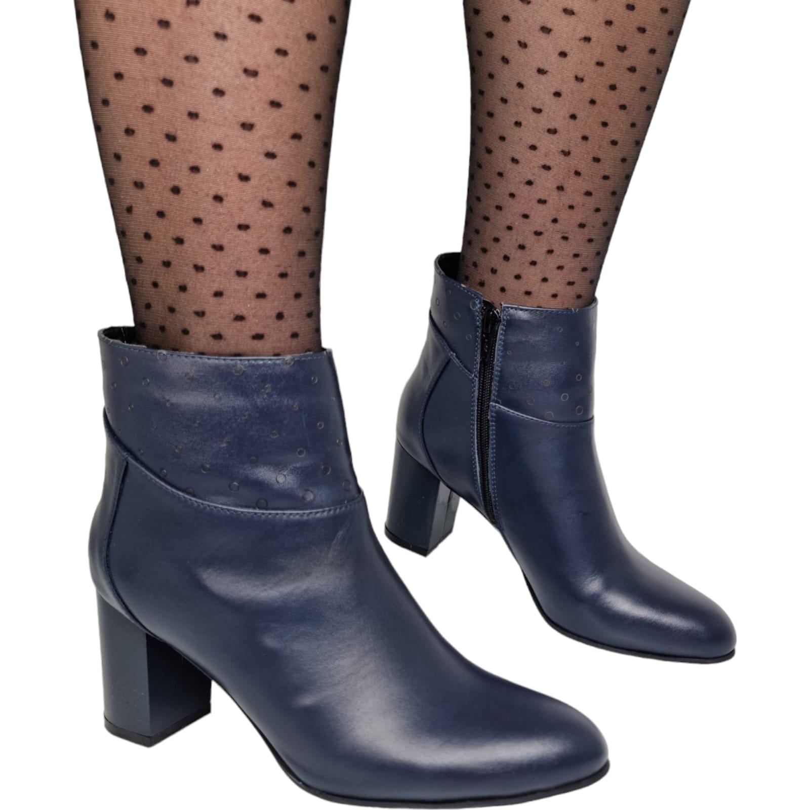 Ghete Damă Elegante Din Piele Naturală Blue 40162
