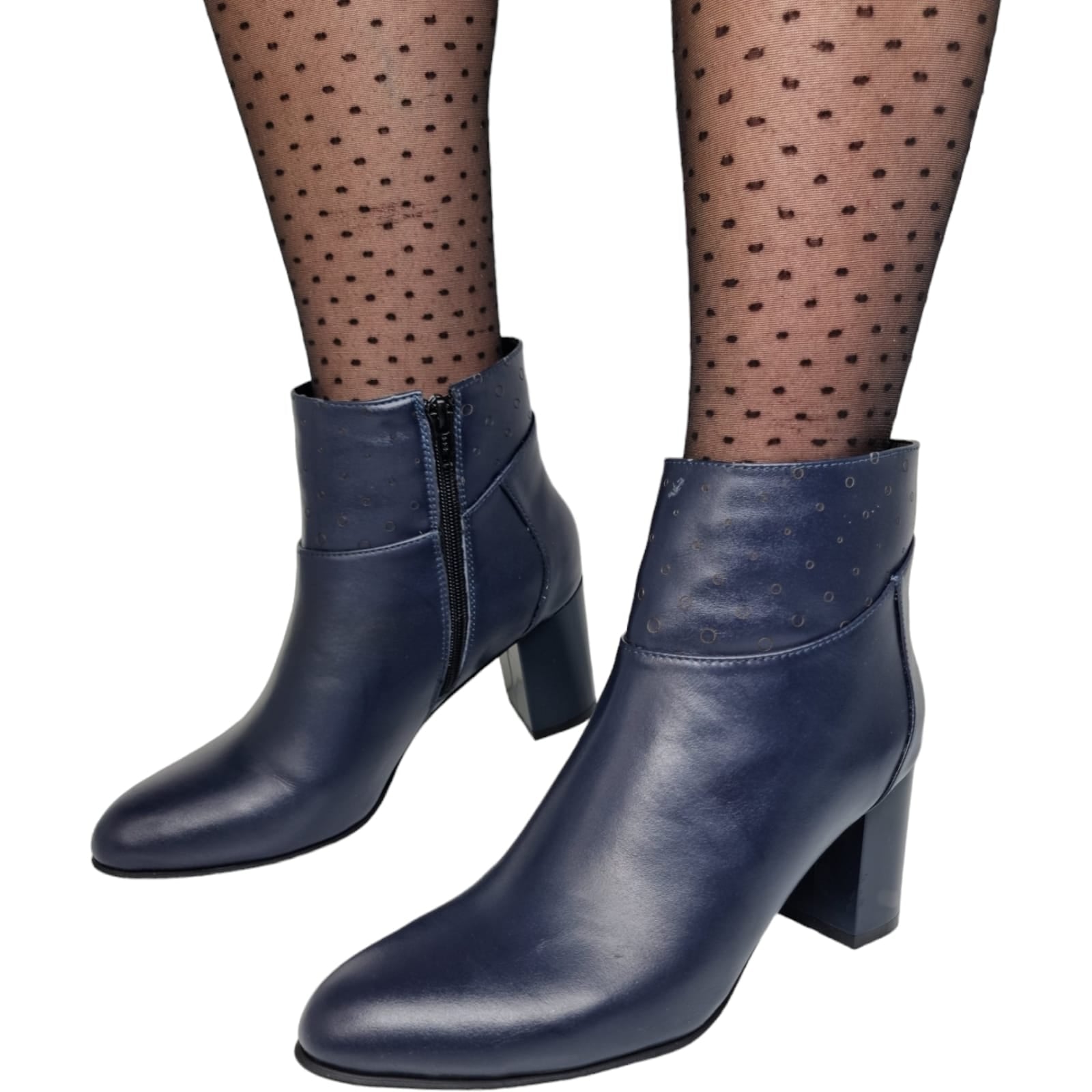 Ghete Damă Elegante Din Piele Naturală Blue 40162