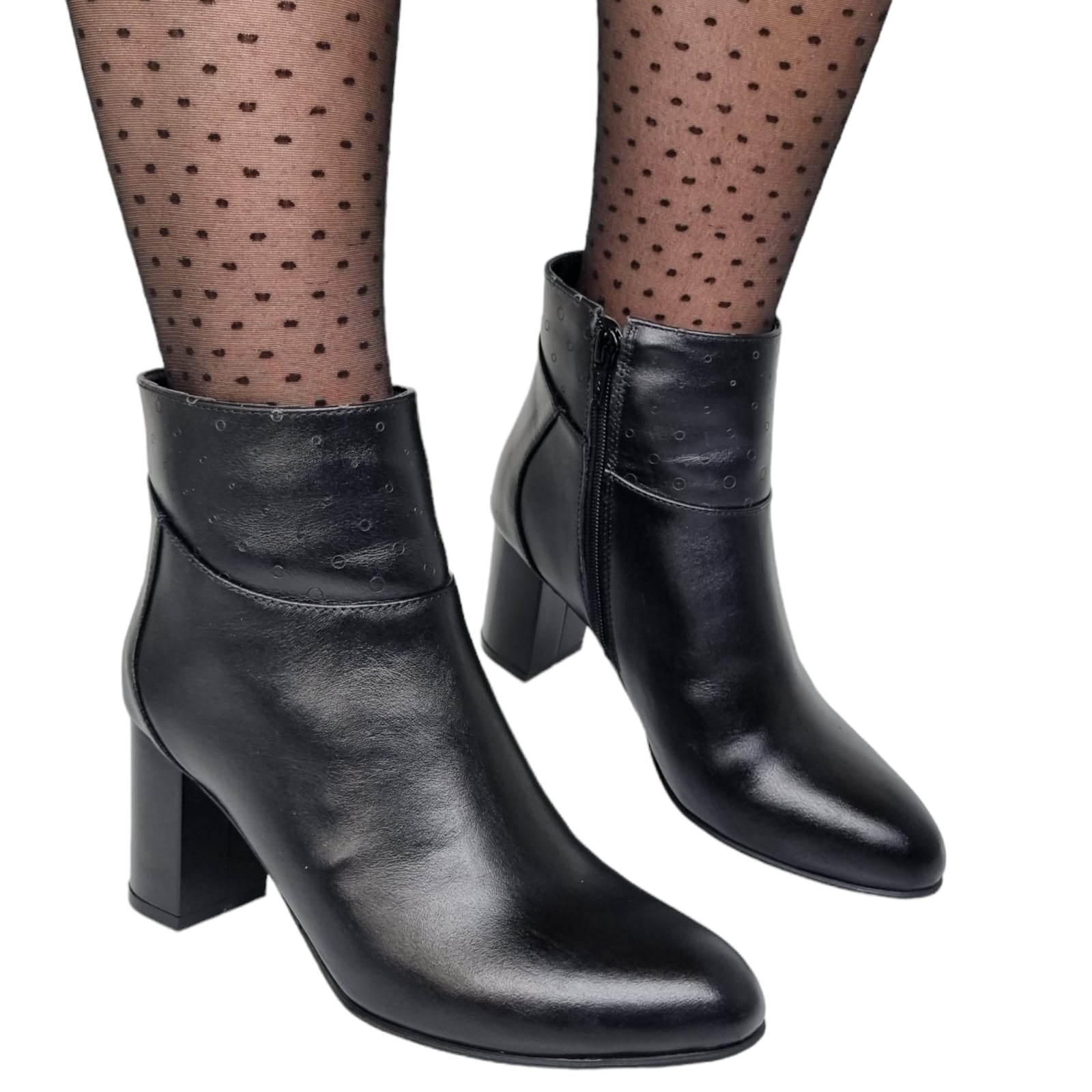 Ghete Damă Elegante Din Piele Naturală Neagră 40172