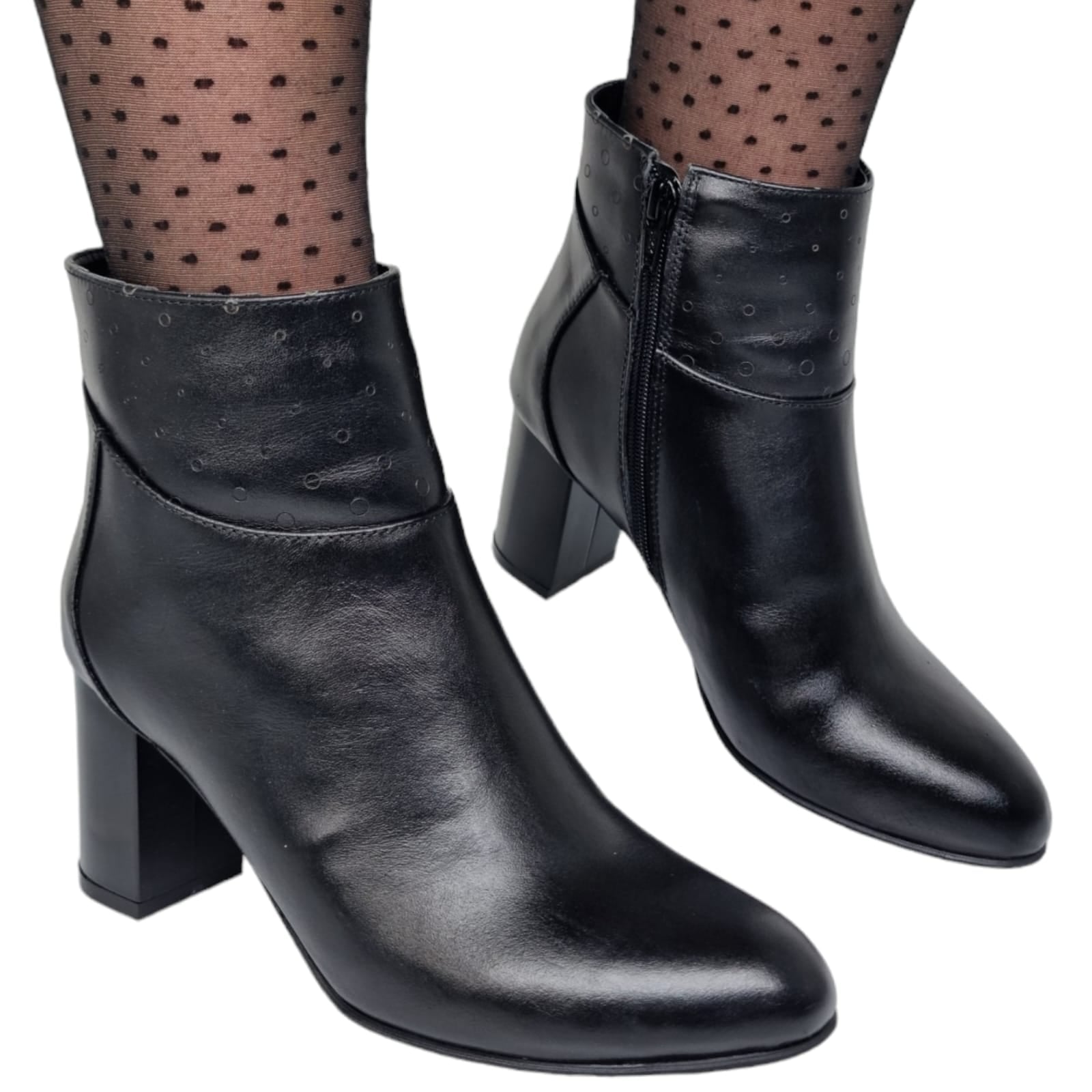 Ghete Damă Elegante Din Piele Naturală Neagră 40172