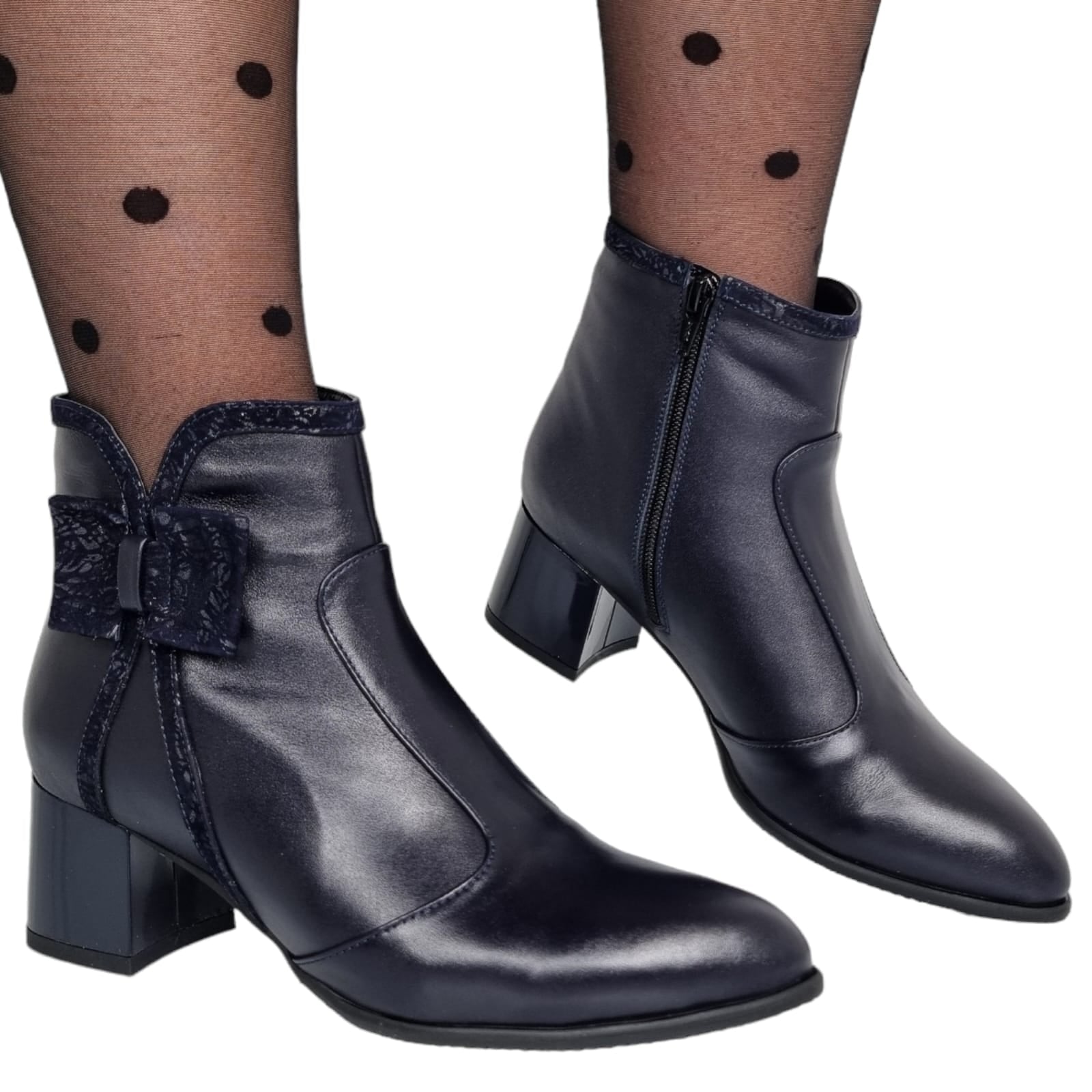 Ghete Damă Elegante Din Piele Naturală Blue 40167