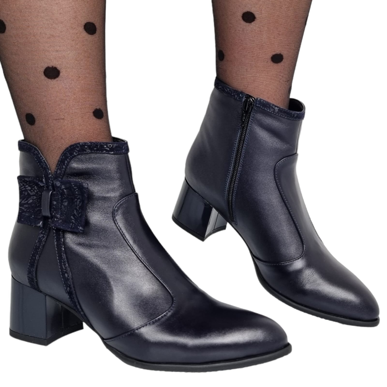 Ghete Damă Elegante Din Piele Naturală Blue 40167