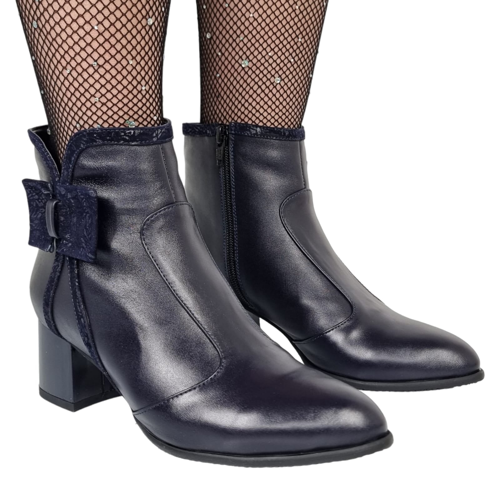 Ghete Damă Elegante Din Piele Naturală Blue 40167