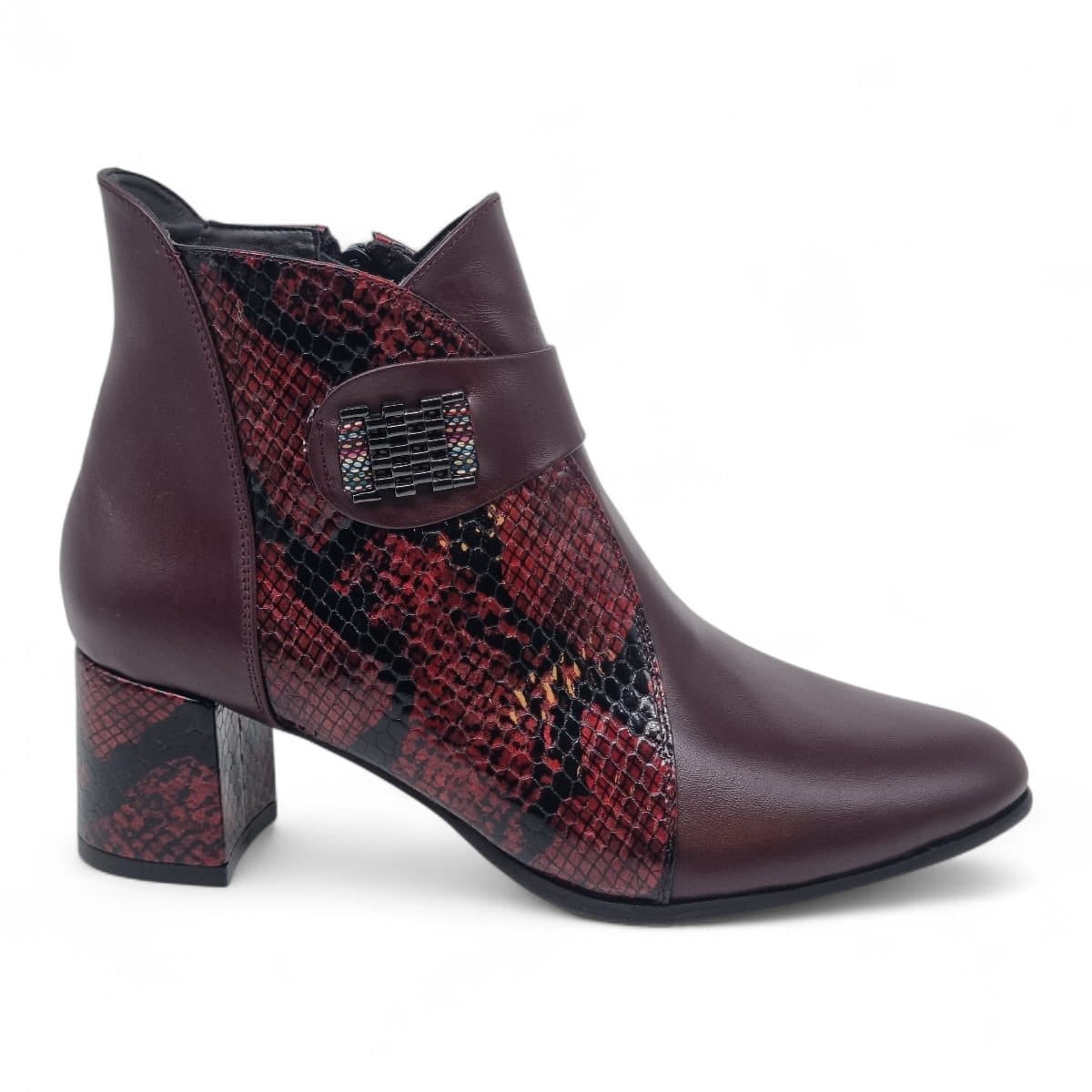 Ghete Damă Elegante Din Piele Naturală Bordo Croco 40224