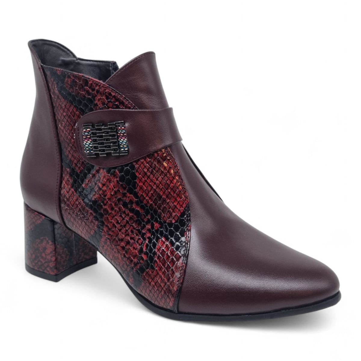 Ghete Damă Elegante Din Piele Naturală Bordo Croco 40224