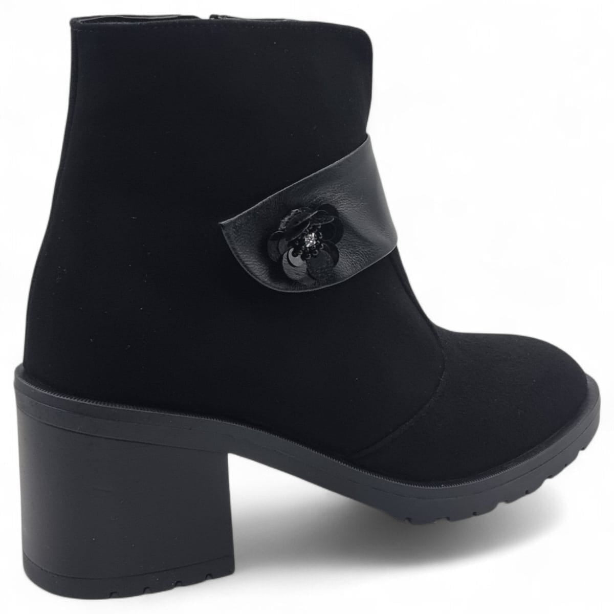 Ghete Damă Elegante Din Piele Întoarsă Negru Velur 40219