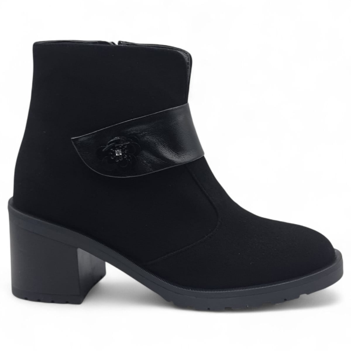 Ghete Damă Elegante Din Piele Întoarsă Negru Velur 40219