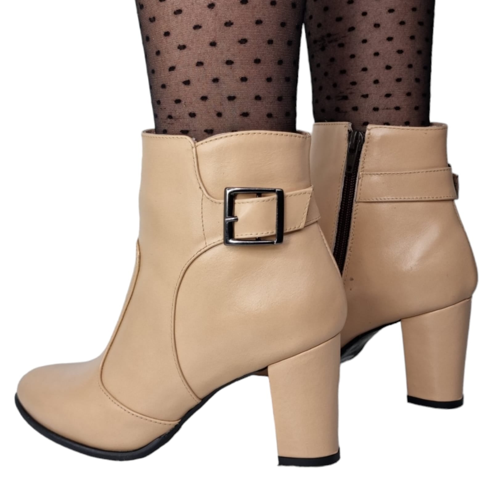 Ghete Damă Elegante Din Piele Naturală Crem 40121