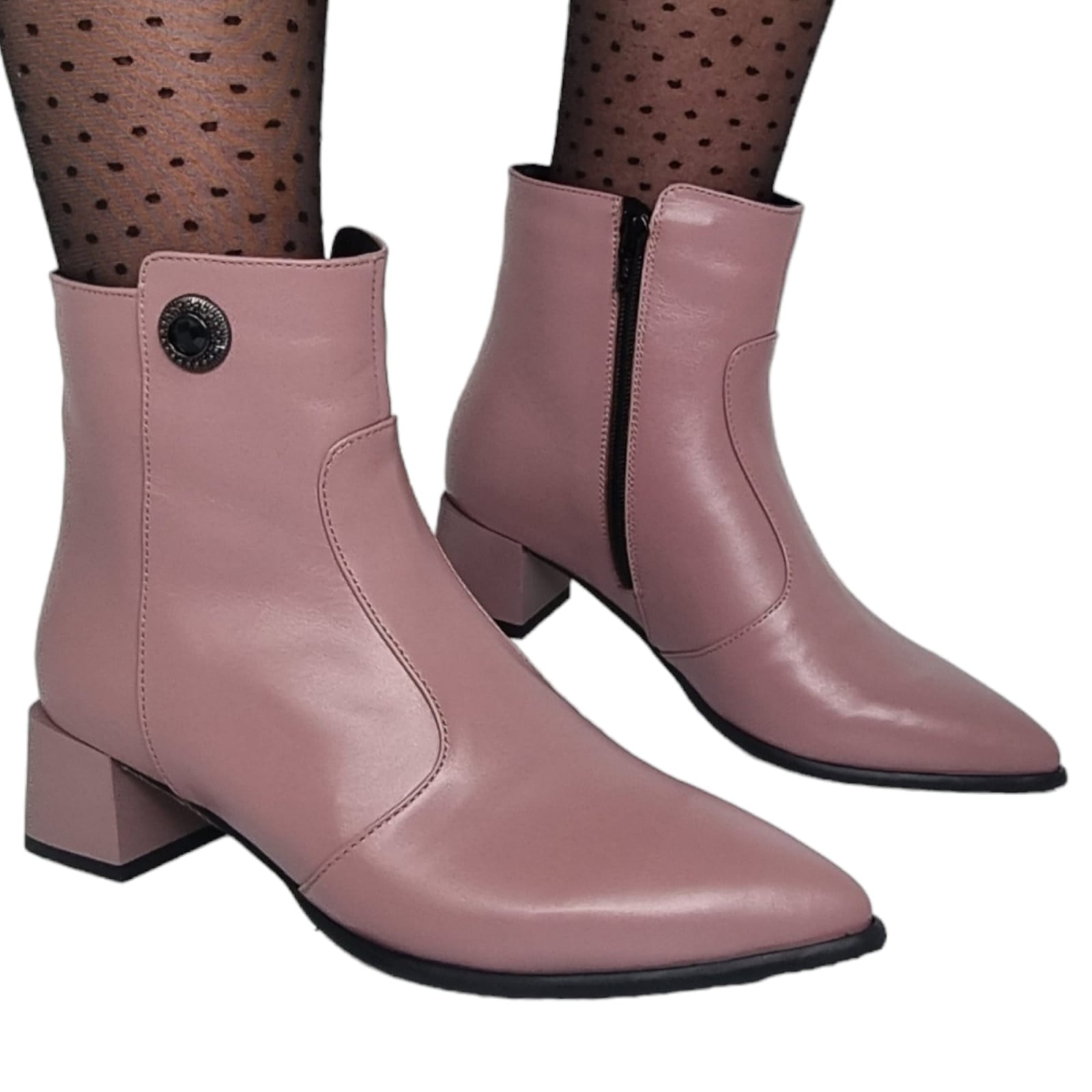 Ghete Damă Elegante Din Piele Naturală Lila 40116