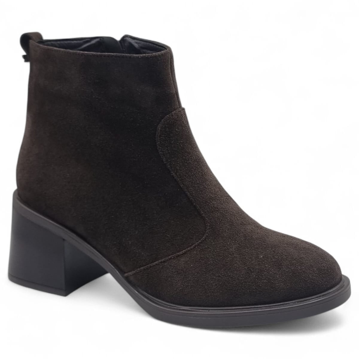 Ghete Damă Elegante Din Piele Întoarsă Maro Velur 40220