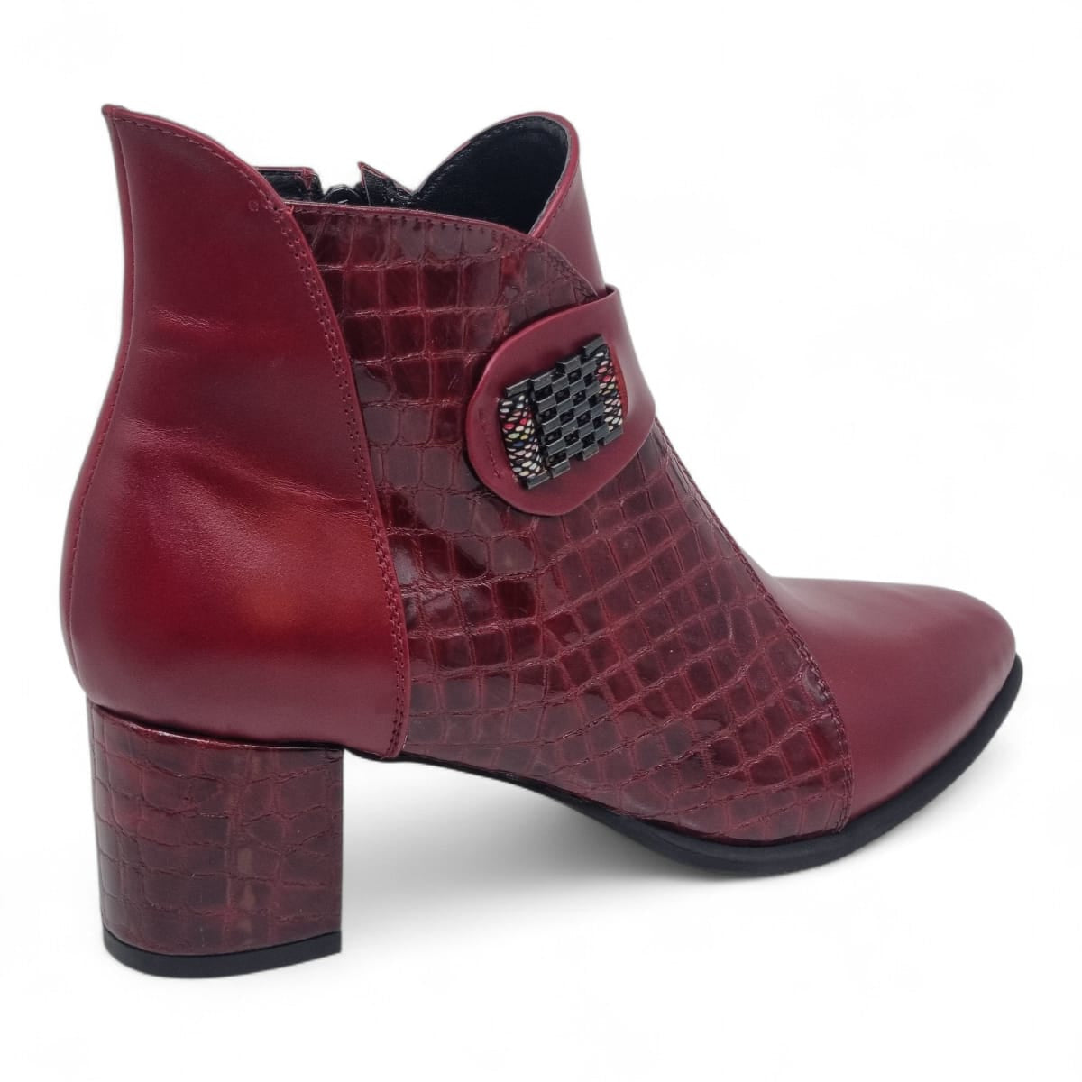 Ghete Damă Elegante Din Piele Naturală Roșu Croco 40222