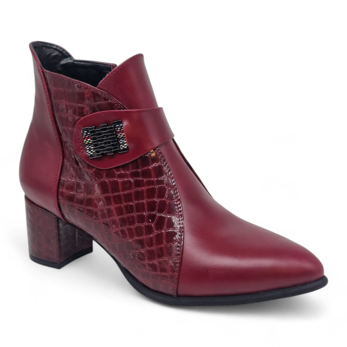 Ghete Damă Elegante Din Piele Naturală Roșu Croco 40222