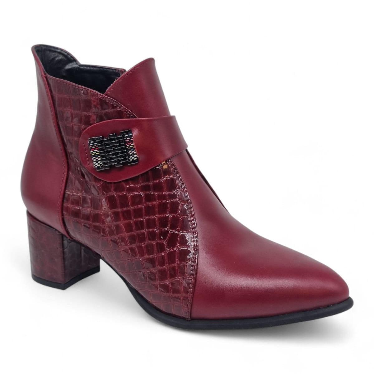 Ghete Damă Elegante Din Piele Naturală Roșu Croco 40222