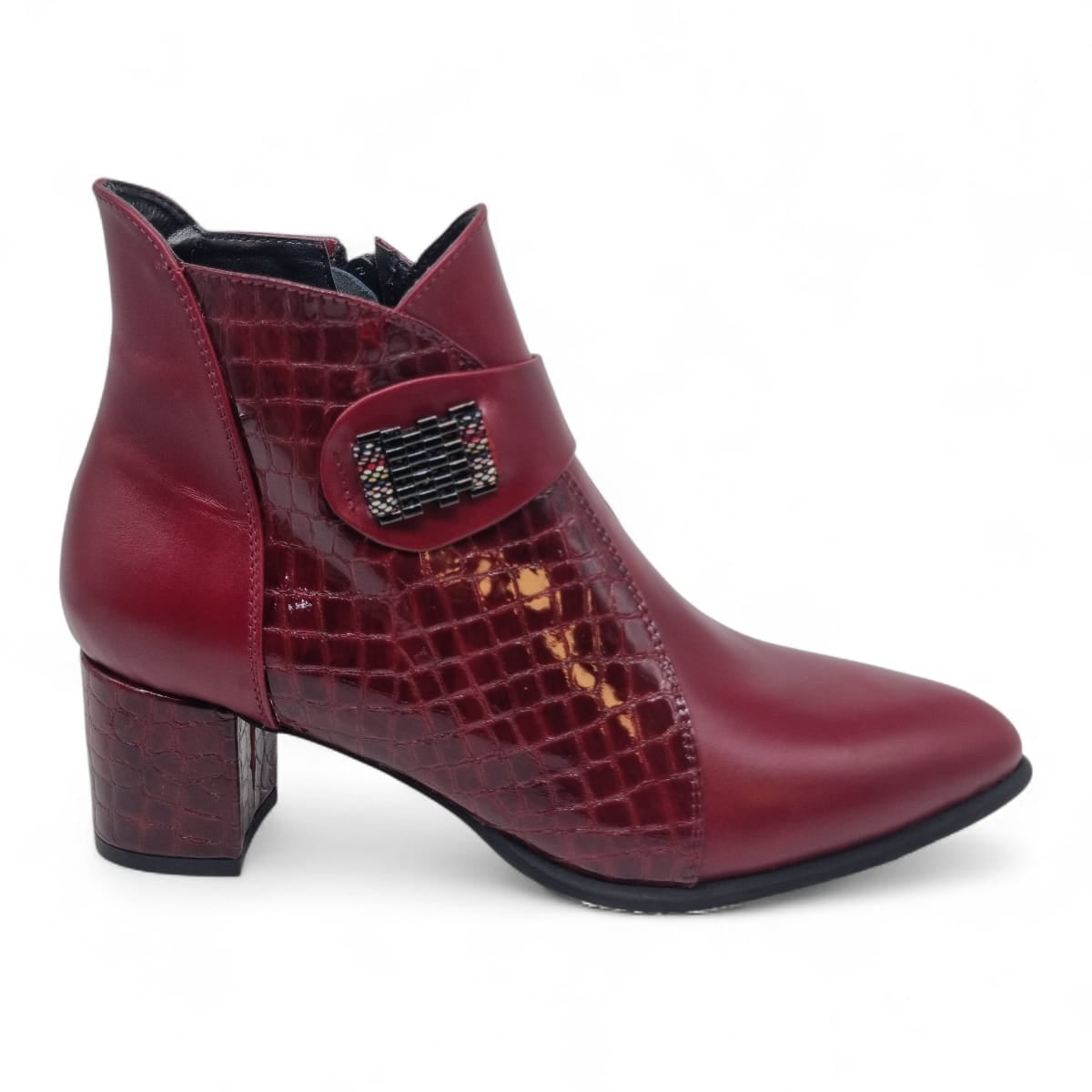 Ghete Damă Elegante Din Piele Naturală Roșu Croco 40222