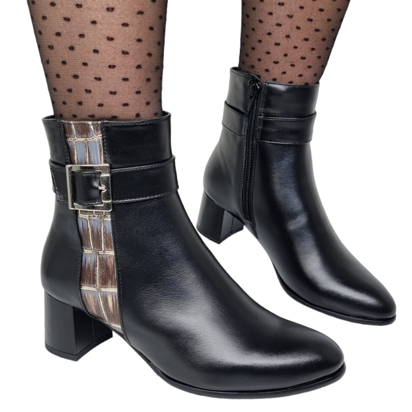 Ghete Damă Elegante Din Piele Naturală Neagră 40100