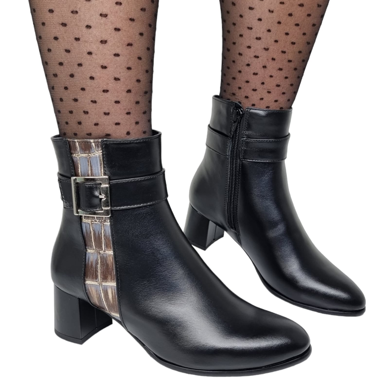 Ghete Damă Elegante Din Piele Naturală Neagră 40100