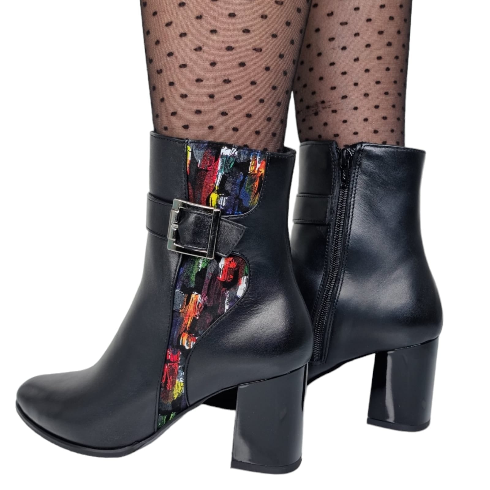 Ghete Damă Elegante Din Piele Naturală Neagră 40103