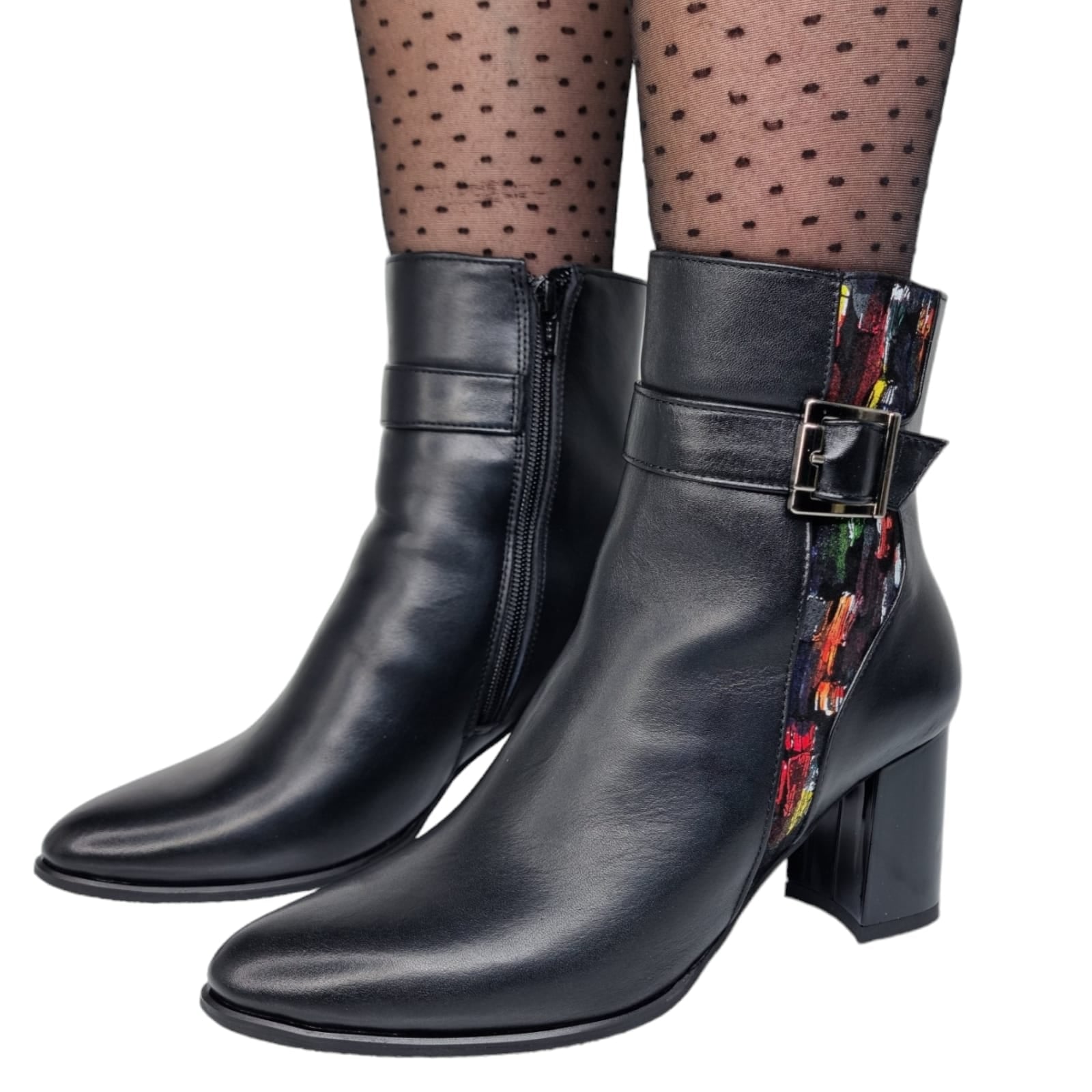 Ghete Damă Elegante Din Piele Naturală Neagră 40103