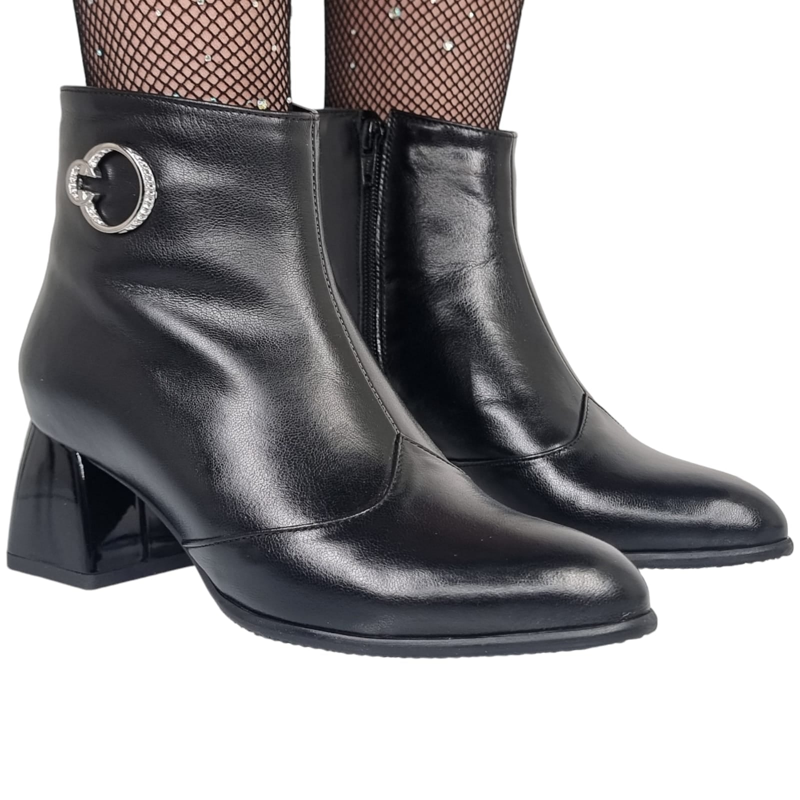Ghete Damă Elegante Din Piele Naturală Neagra 40115