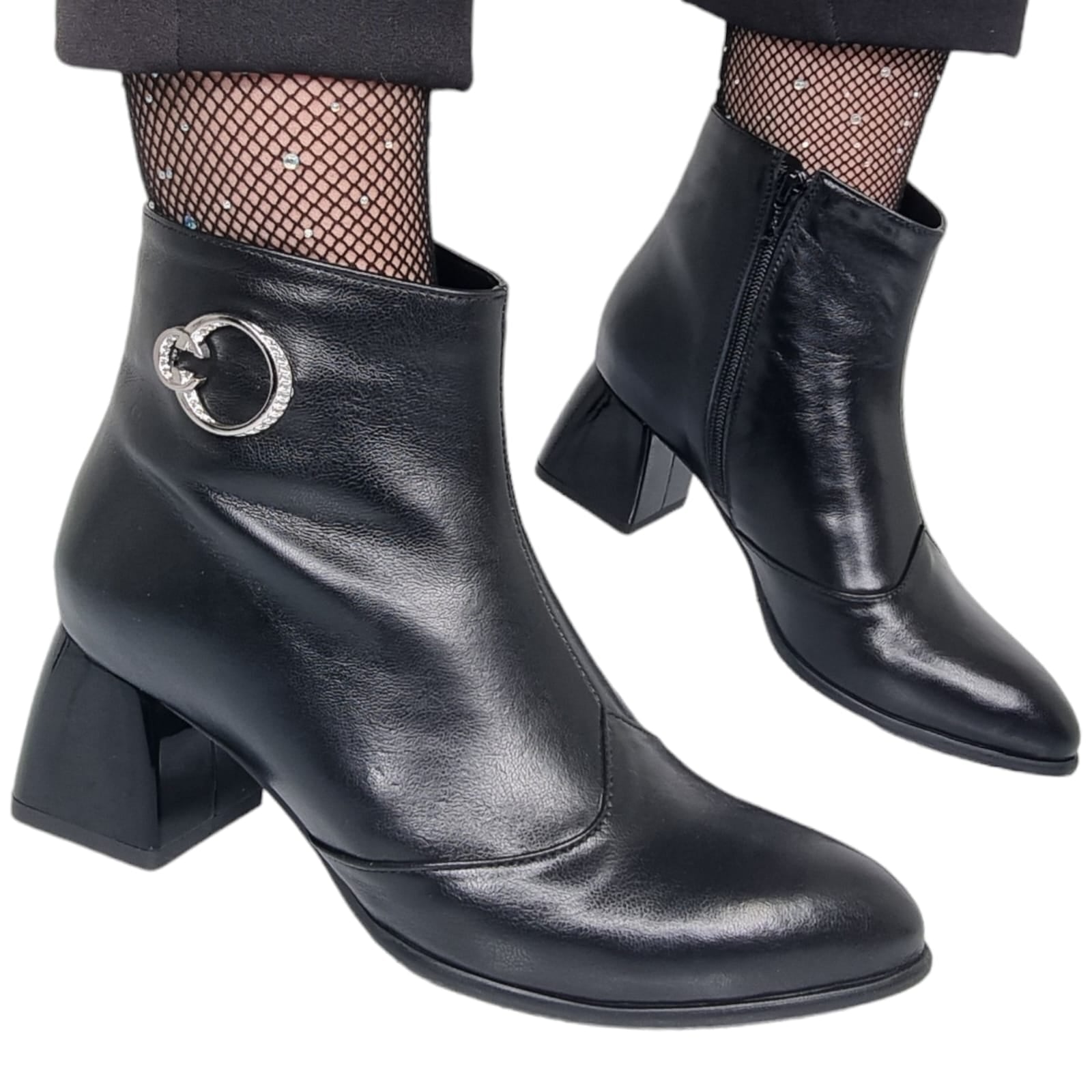 Ghete Damă Elegante Din Piele Naturală Neagra 40115