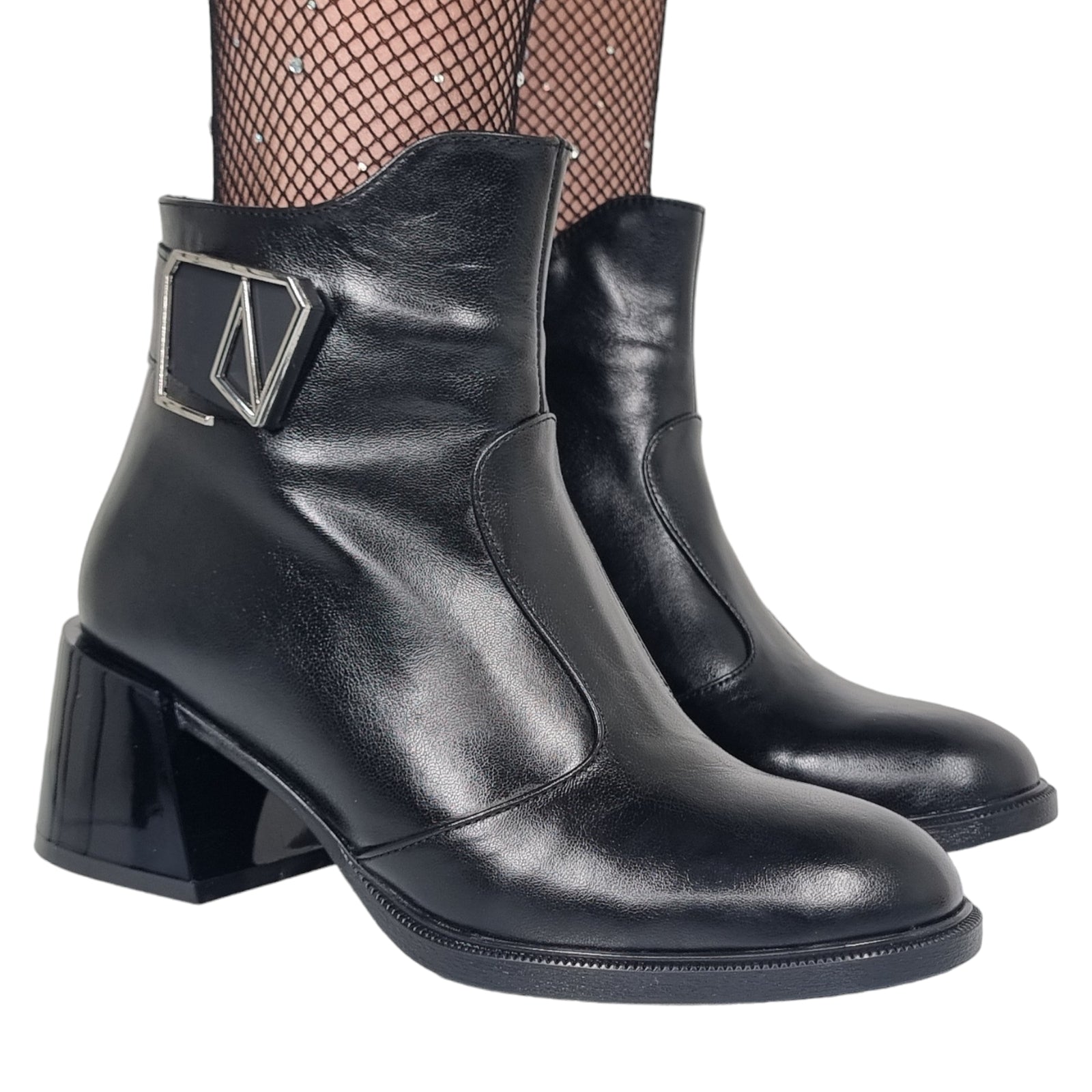 Ghete Damă Elegante Din Piele Naturală Neagră 40164