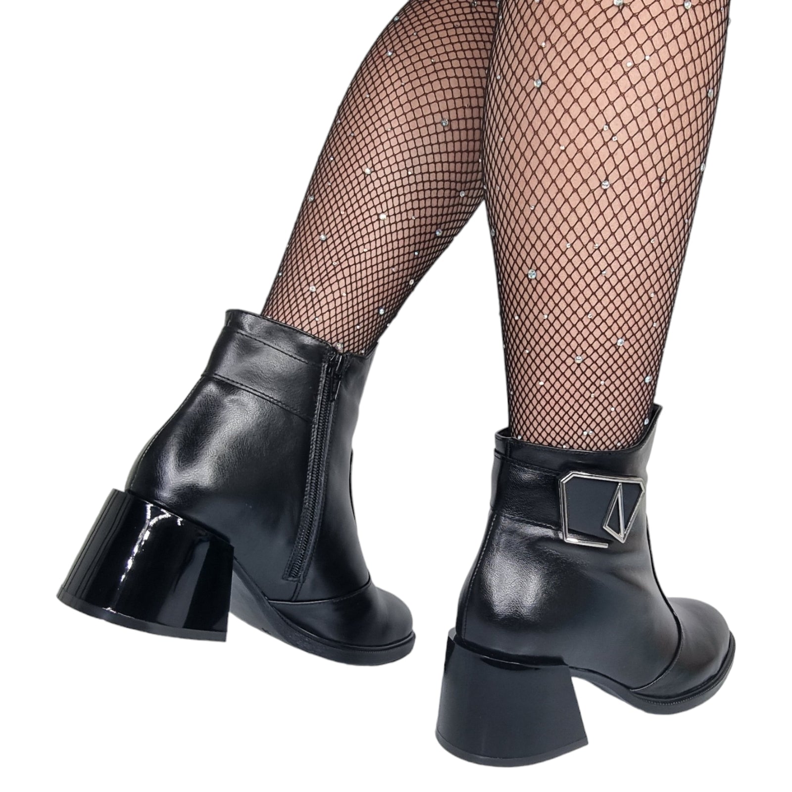 Ghete Damă Elegante Din Piele Naturală Neagră 40164