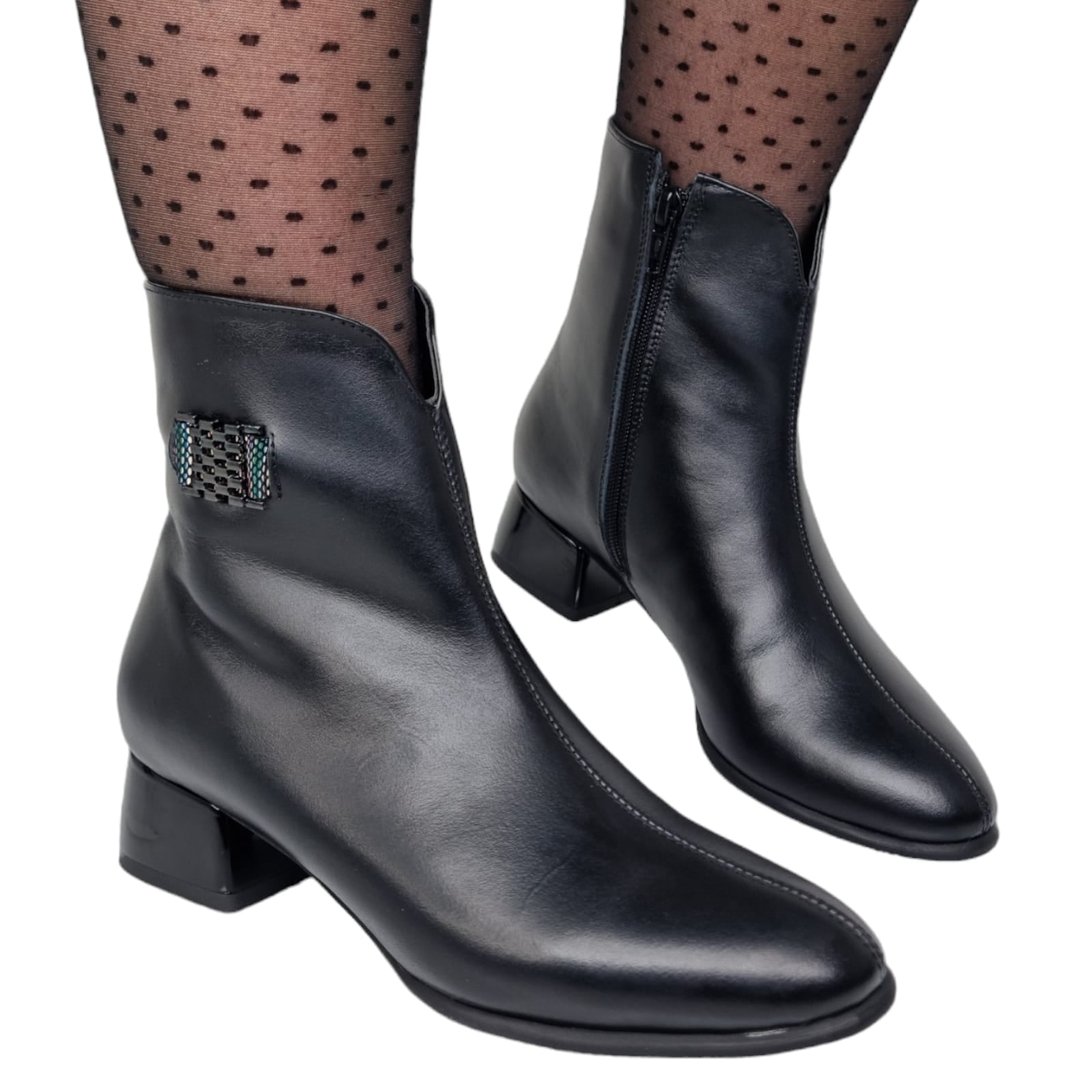Ghete Damă Elegante Din Piele Naturală Neagră 40170