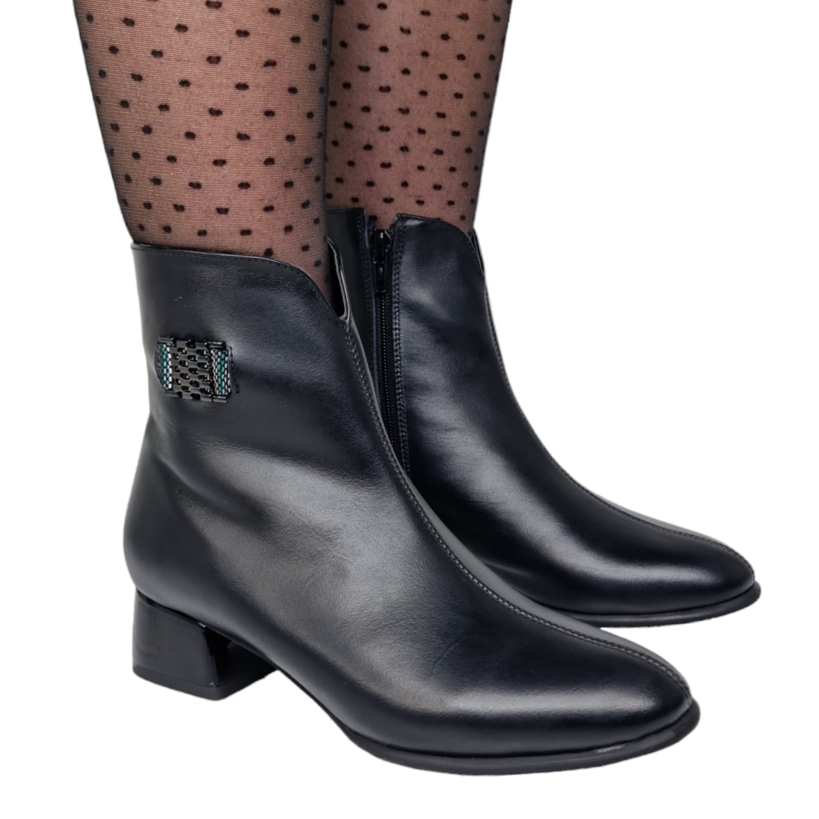 Ghete Damă Elegante Din Piele Naturală Neagră 40170