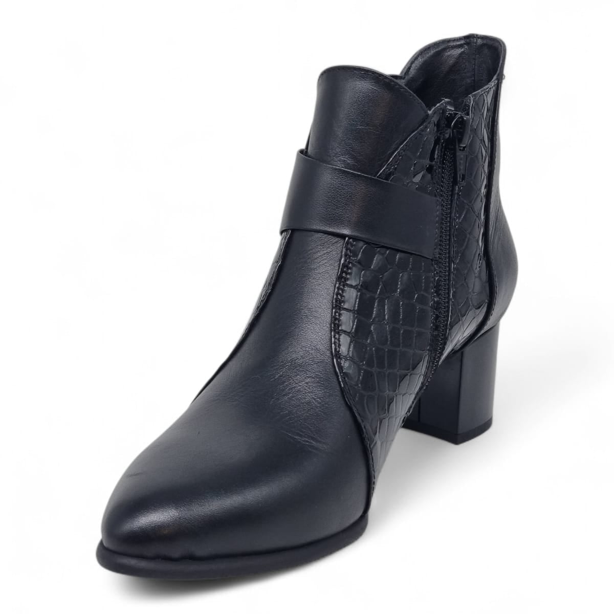 Ghete Damă Elegante Din Piele Naturală Negru Croco 40223