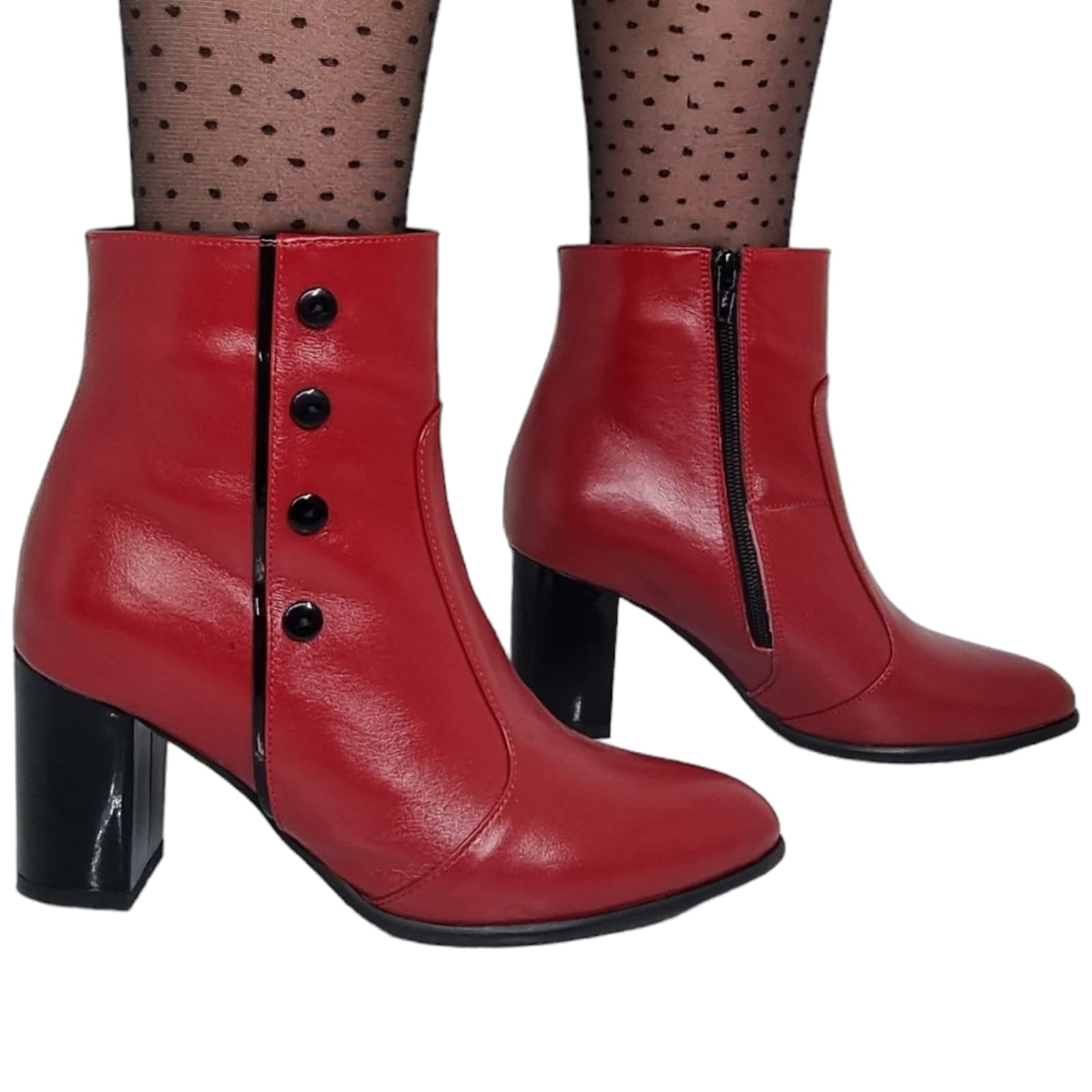 Ghete Damă Elegante Din Piele Naturală Rosie 40112
