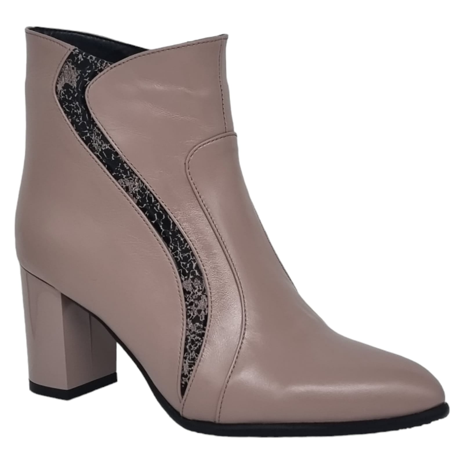 Ghete Damă Elegante Din Piele Naturală Pudra 40105