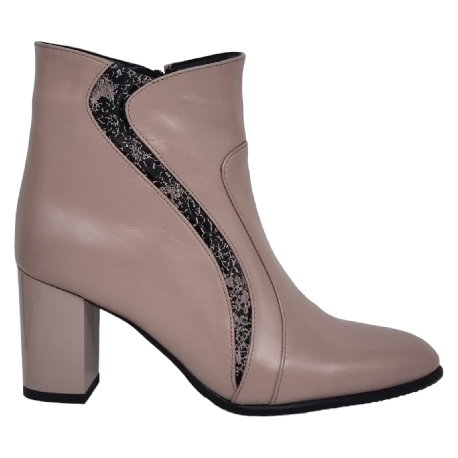 Ghete Damă Elegante Din Piele Naturală Pudra 40105