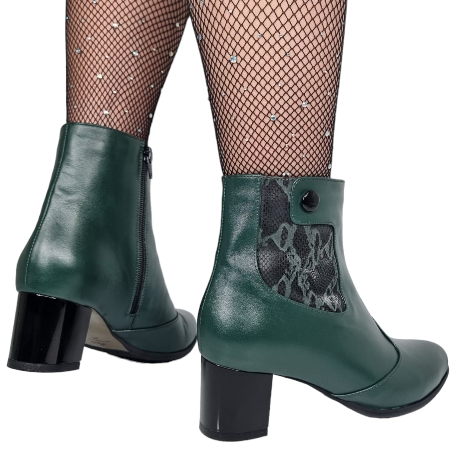 Ghete Damă Elegante Din Piele Naturală Verde 40129