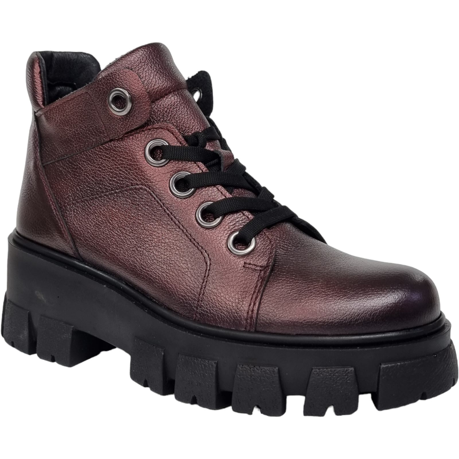 Ghete Damă Casual Din Piele Naturală Bordo 8608