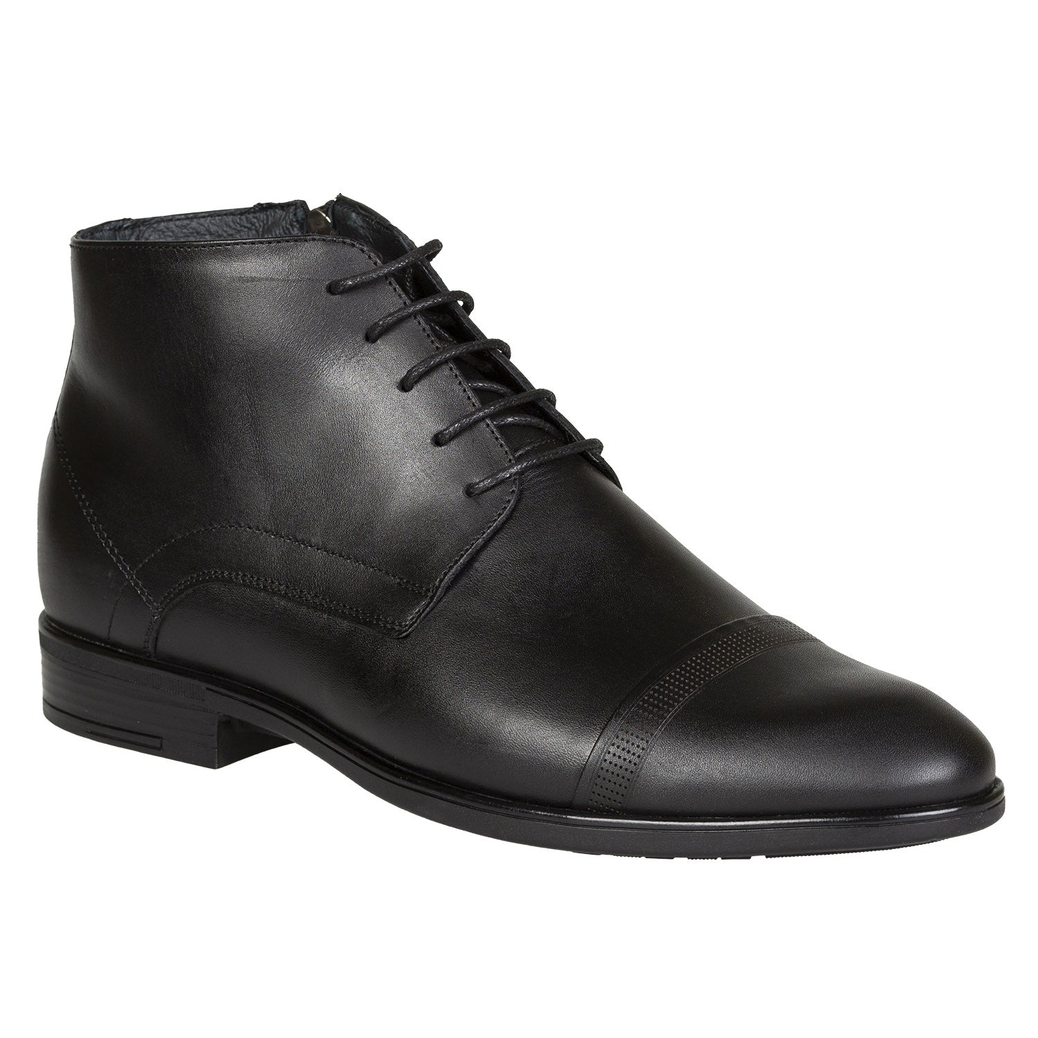 Ghete Bărbați Elegante Din Piele Naturală De Culoare Neagră 50104