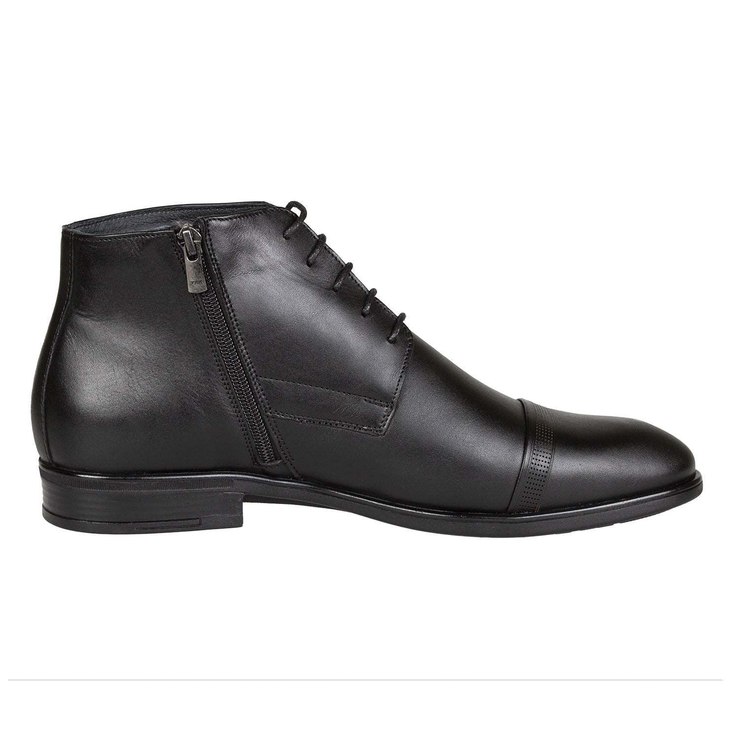 Ghete Bărbați Elegante Din Piele Naturală De Culoare Neagră 50104