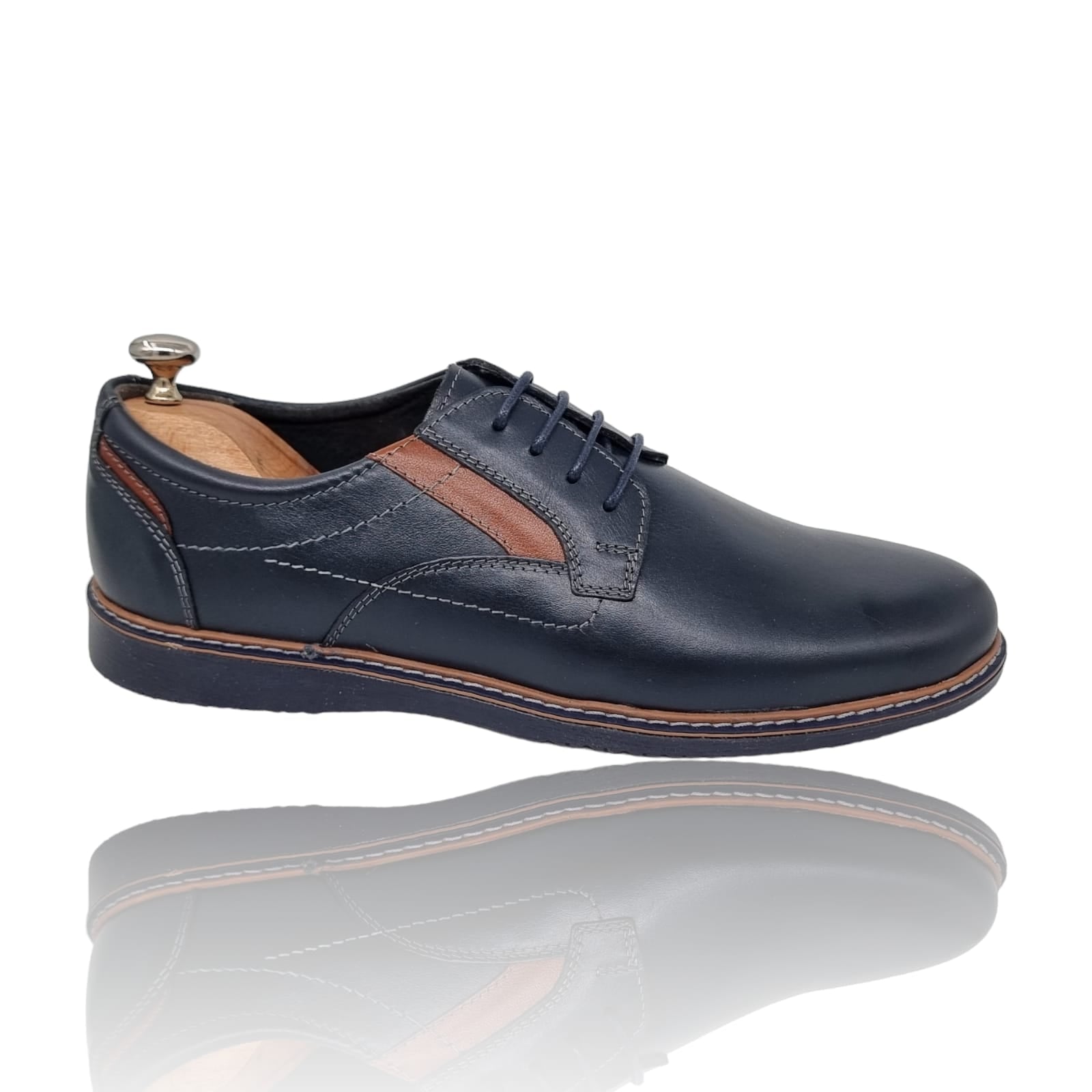 Pantofi Bărbați Casual Confort Din Piele Naturală Blue Maro 2502