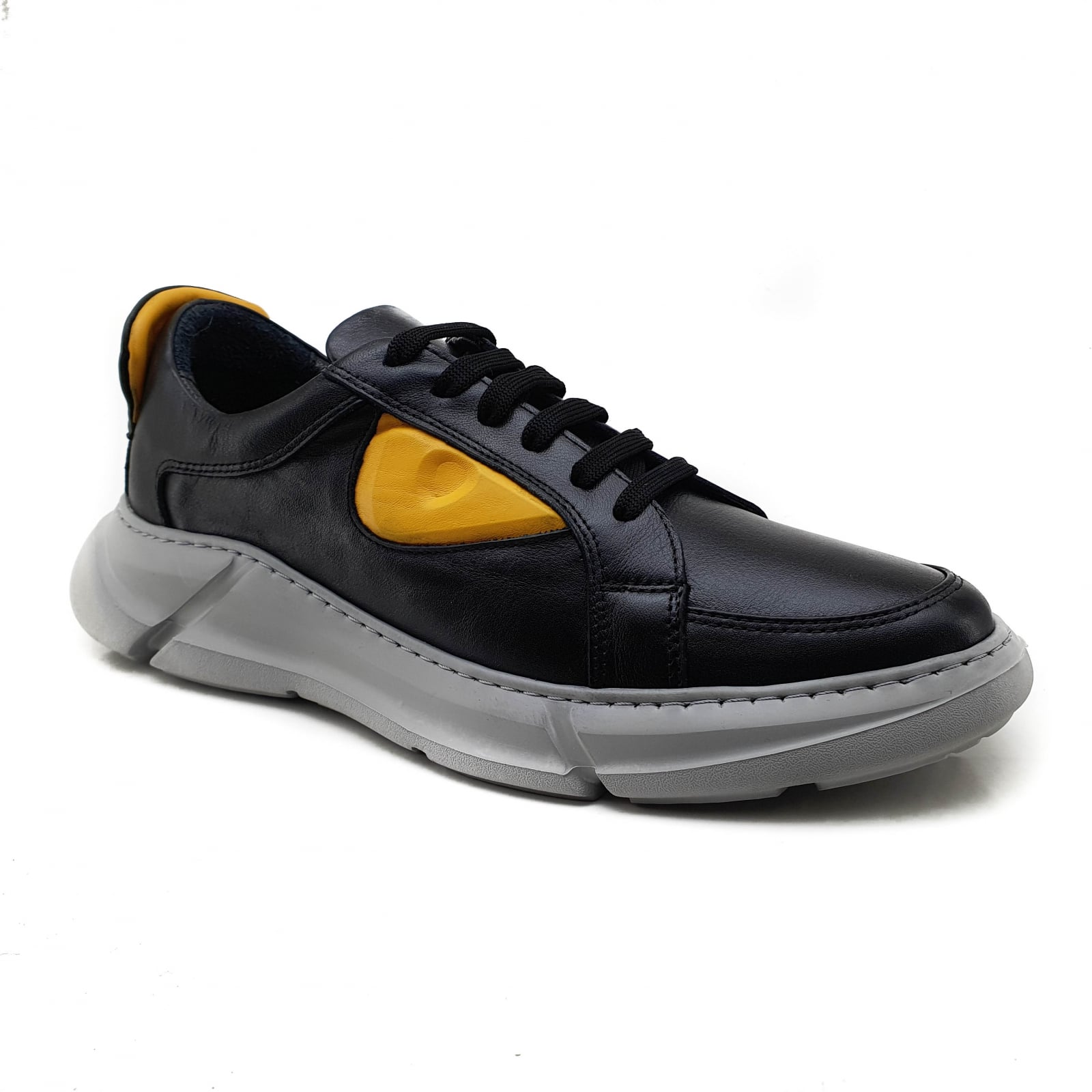 Pantofi Bărbați Sport Din Piele Naturală Neagră 3513