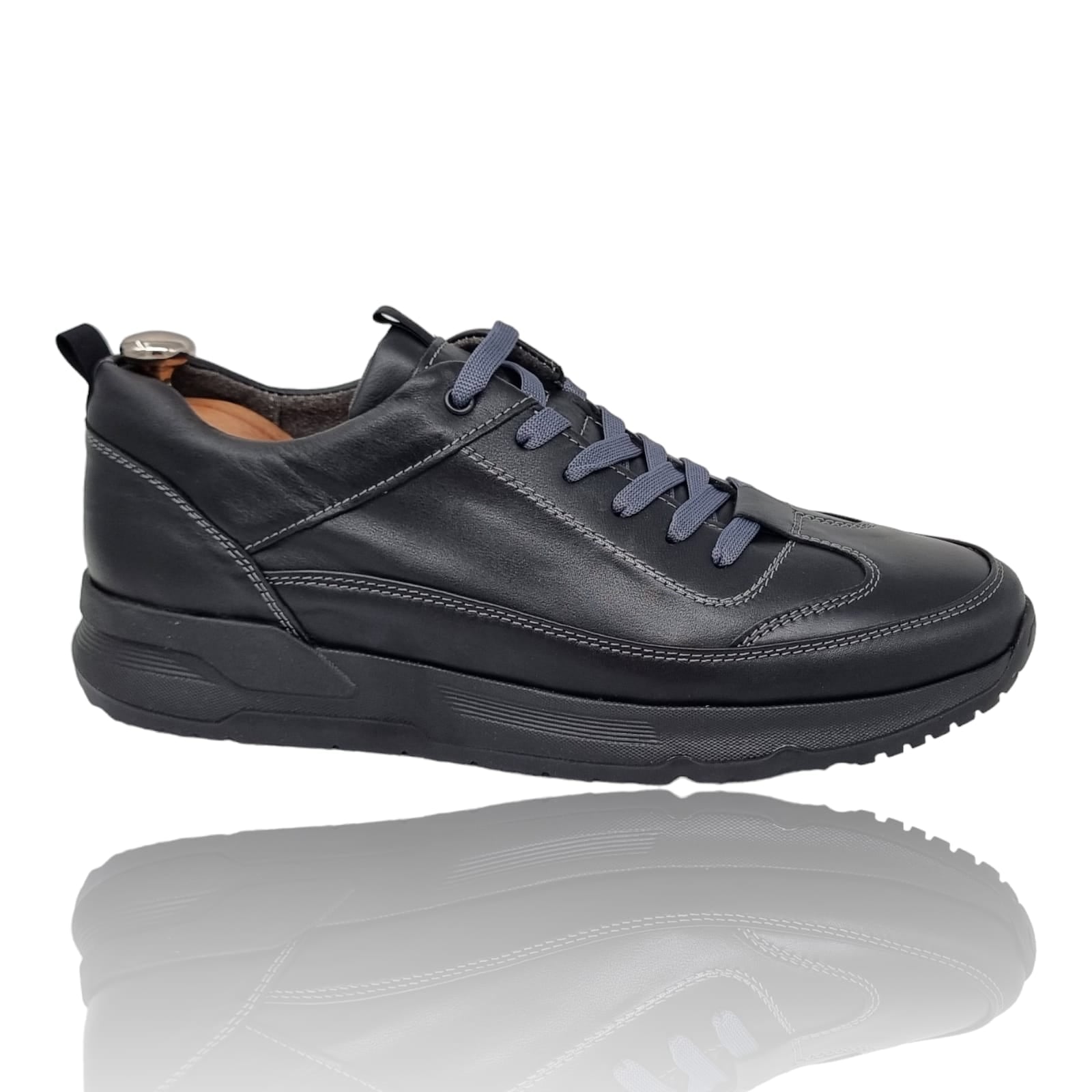 Pantofi Bărbați Sport Din Piele Naturală Neagră 3524