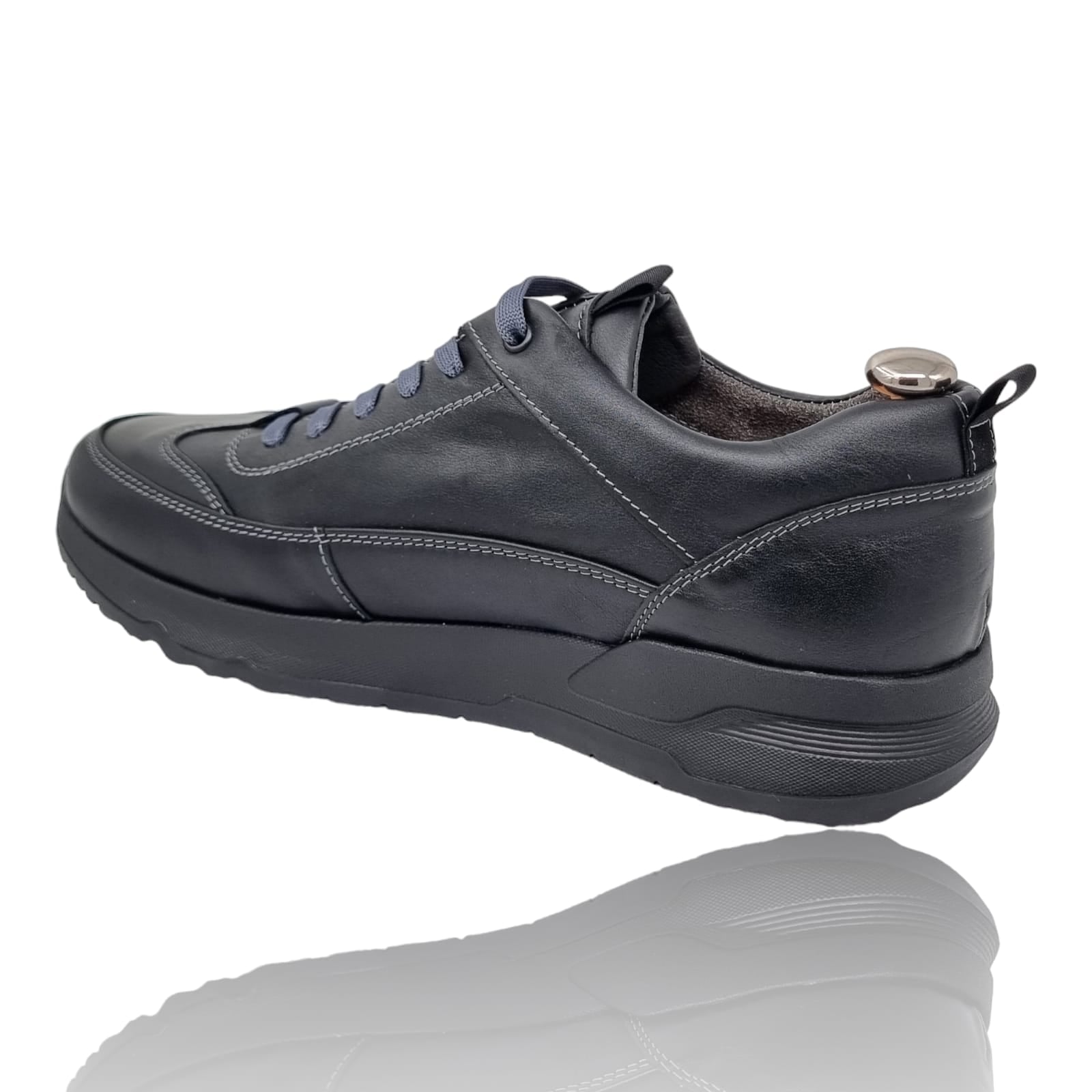 Pantofi Bărbați Sport Din Piele Naturală Neagră 3524