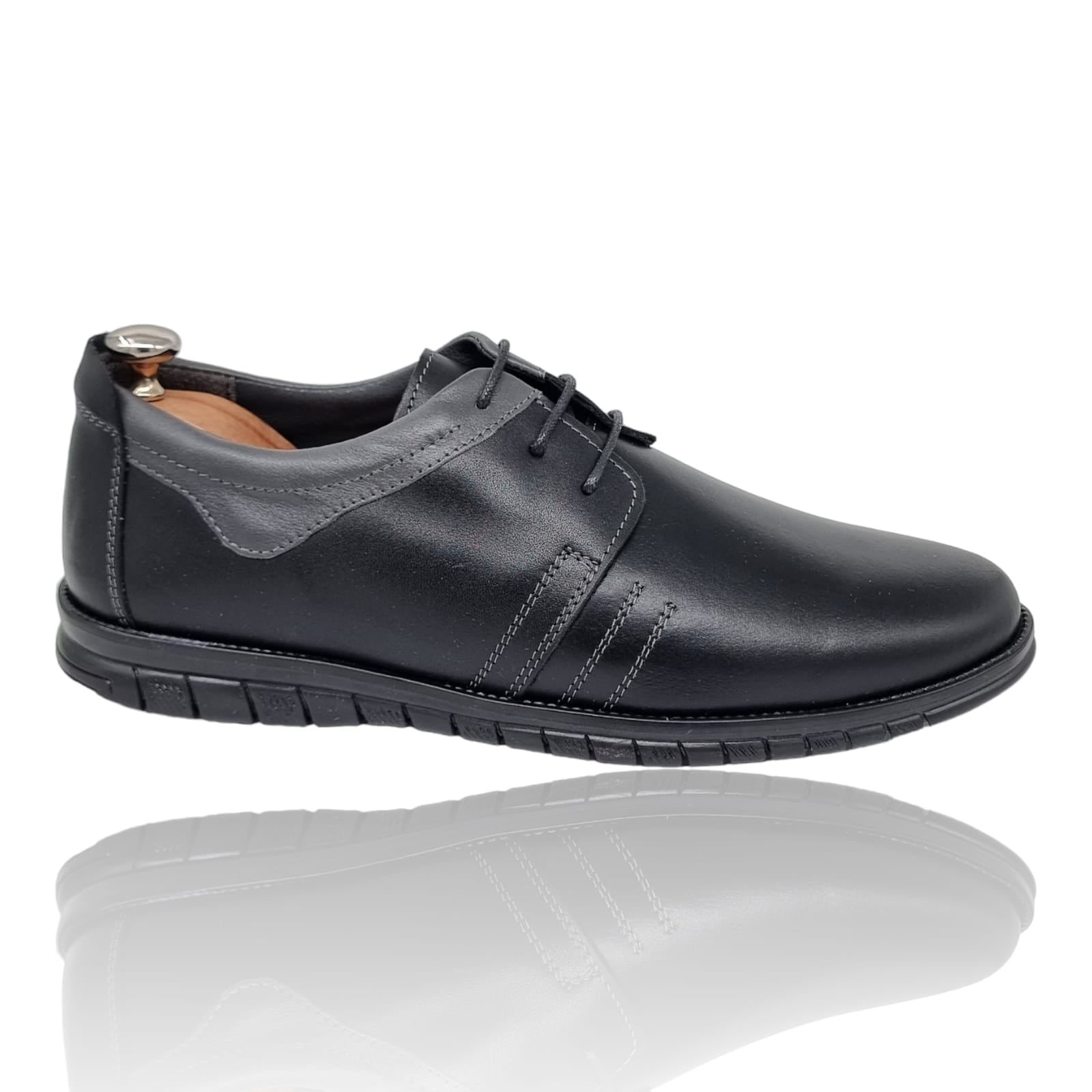 Pantofi Bărbați Casual Din Piele Naturală Neagra 2561