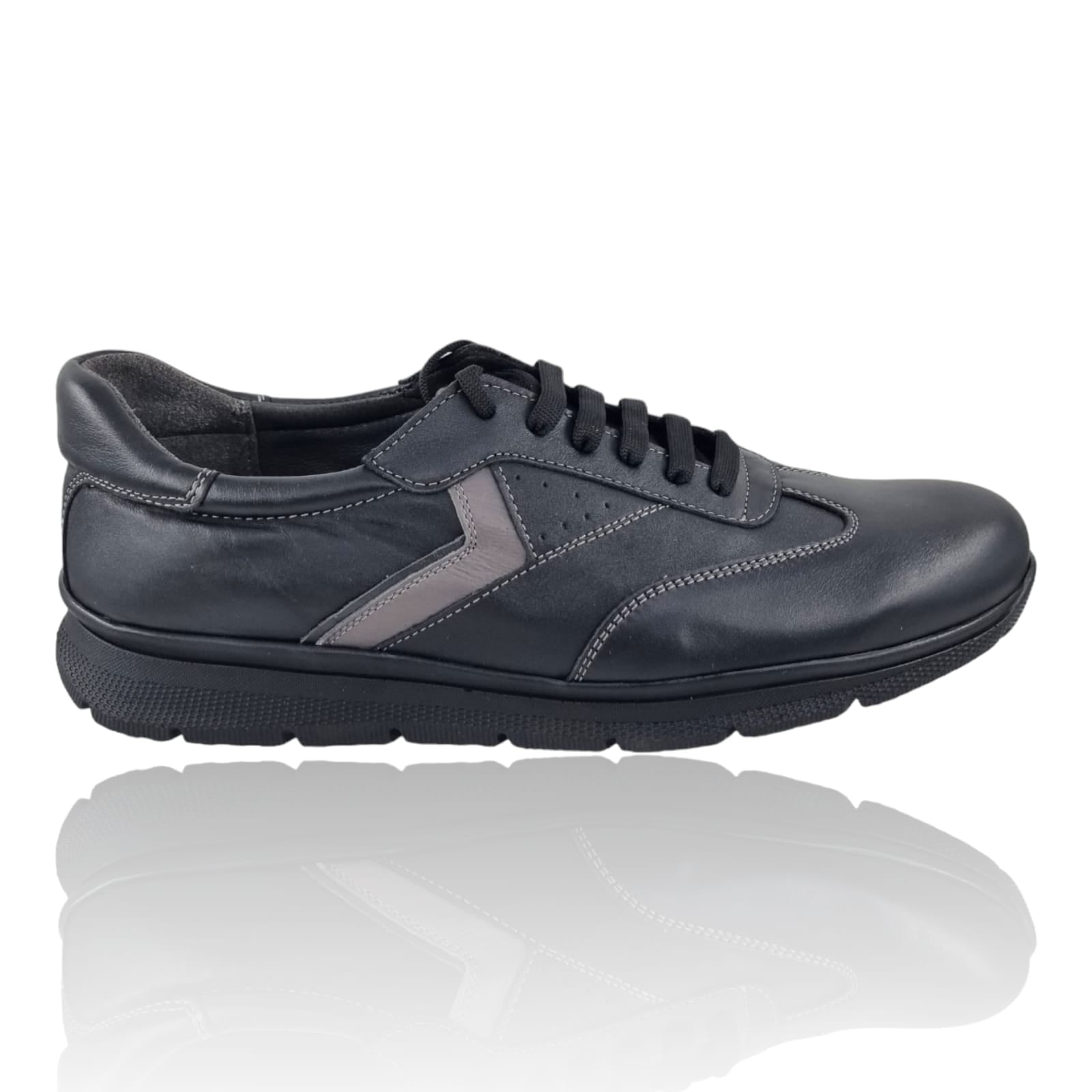 Pantofi Bărbați Casual Din Piele Naturală Neagră 2555