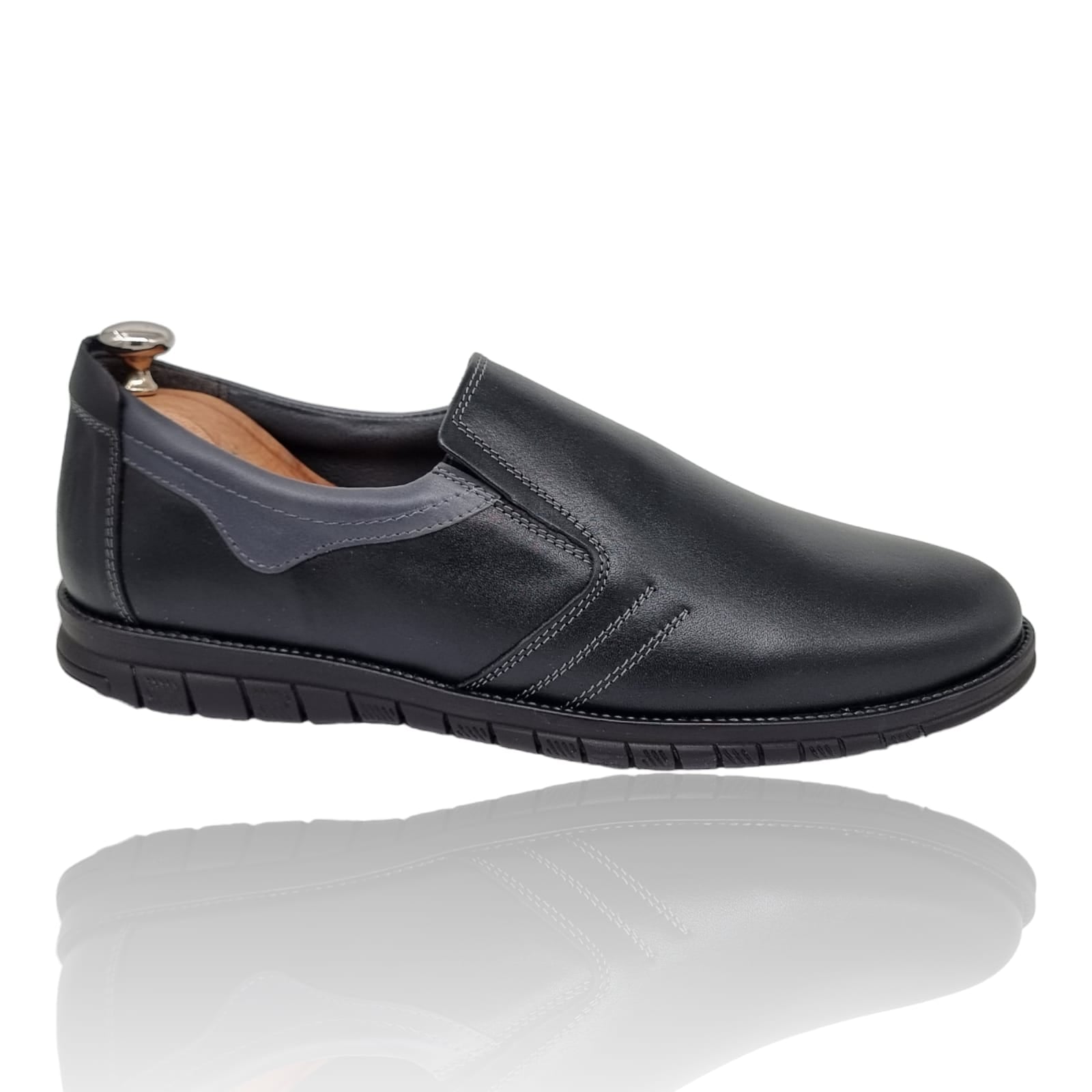 Pantofi Bărbați Casual Din Piele Naturală Neagra 2557