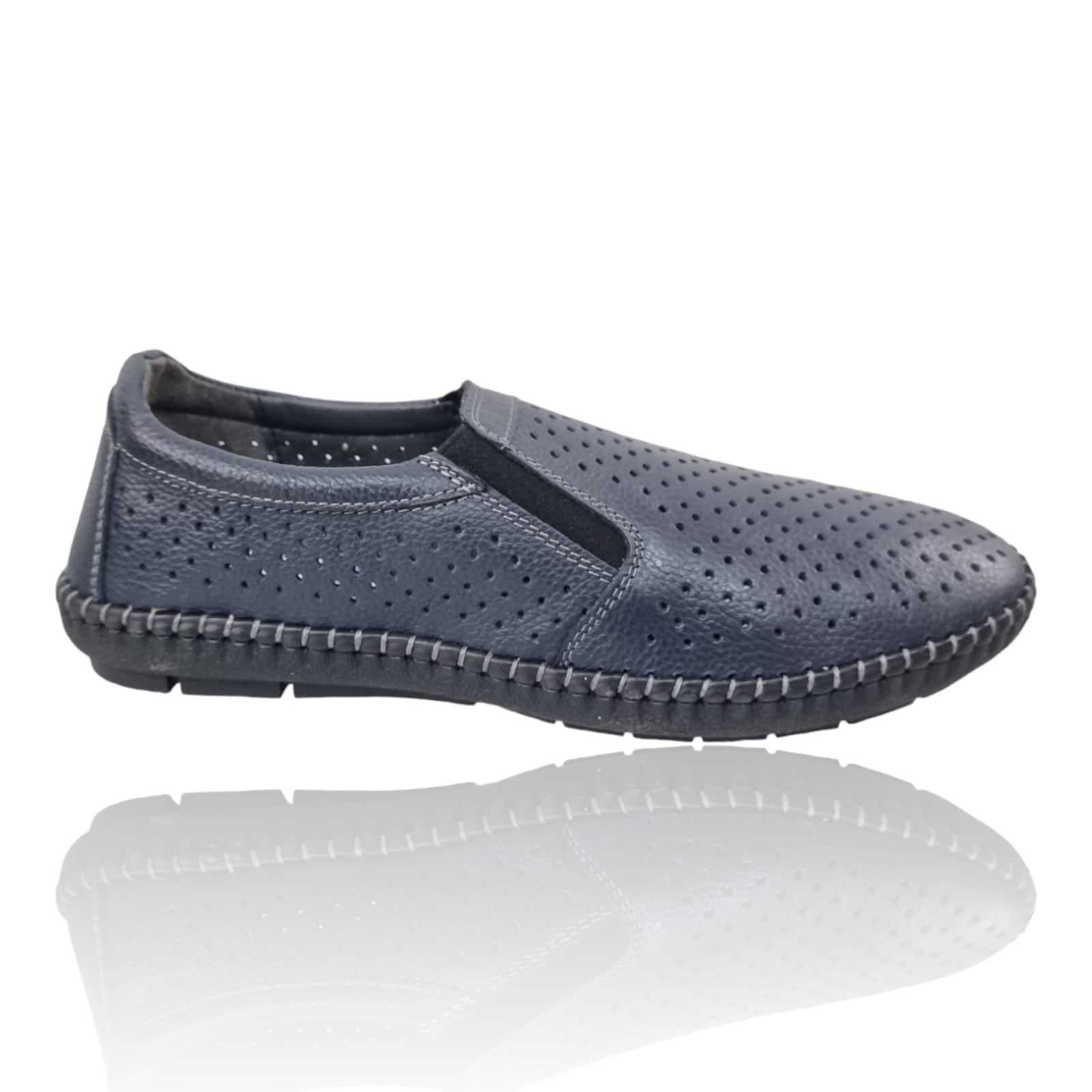 Pantofi Bărbați Din Piele Naturală Perforată Blue 6500